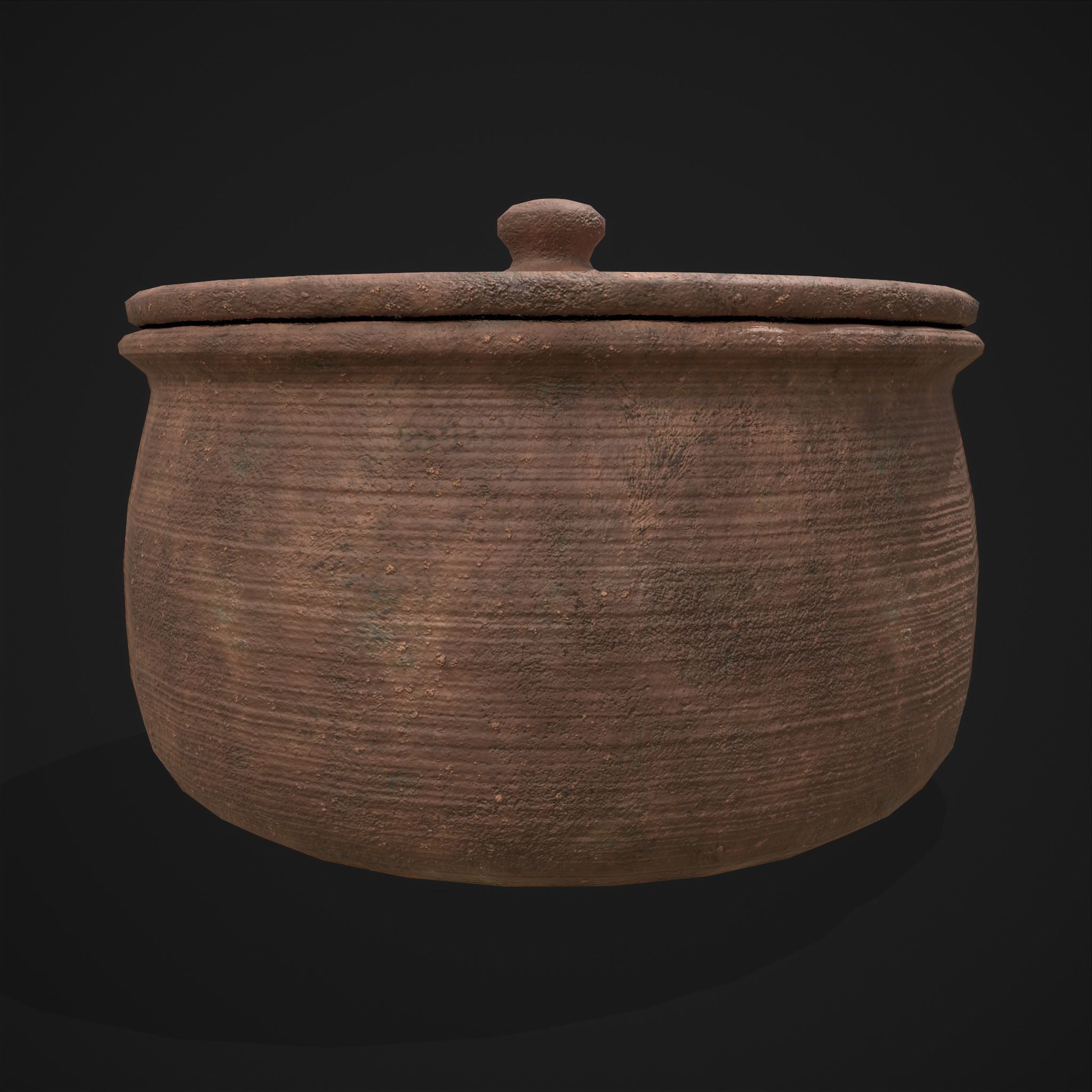 Clay Pot and Wood Spoon Low-poly 3D model_13