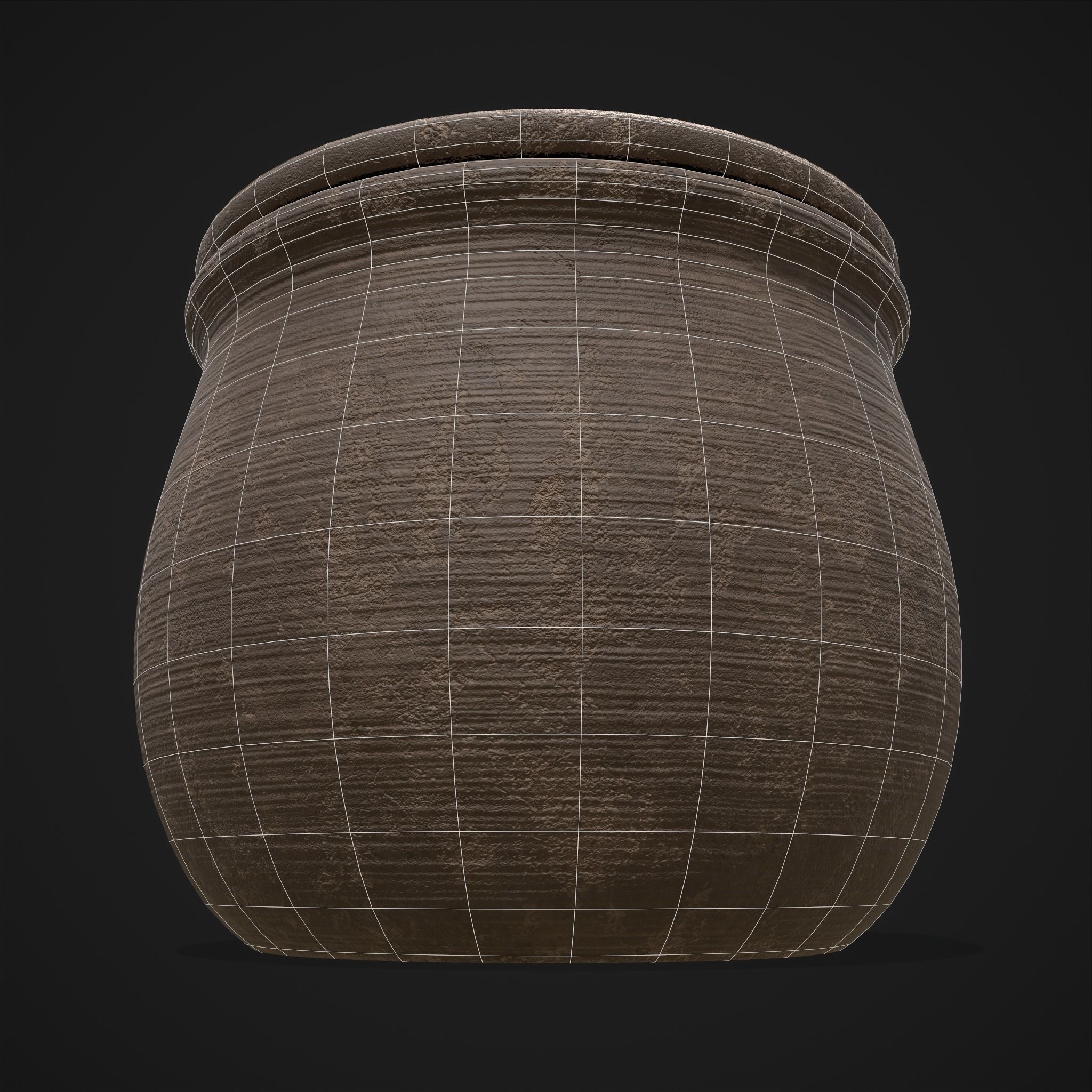 Simple Clay Lidded Pot Low-poly 3D model_14