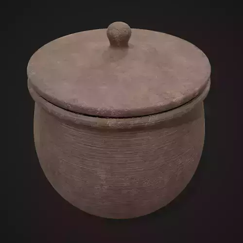 Simple Clay Lidded Pot Low-poly 3D model