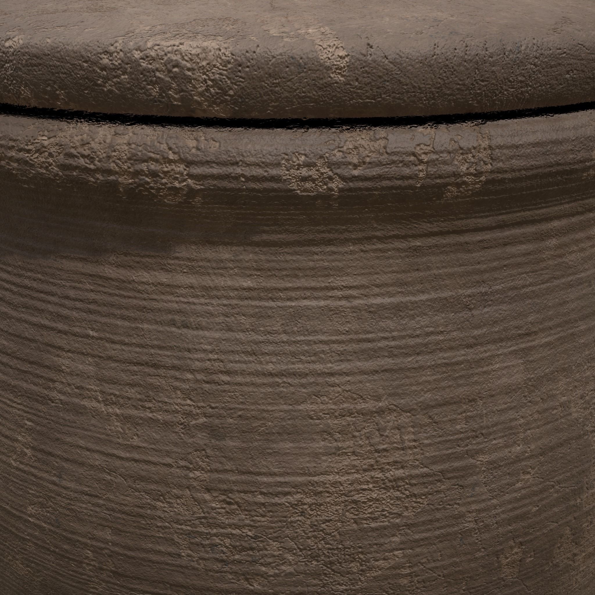 Simple Clay Lidded Pot Low-poly 3D model_15