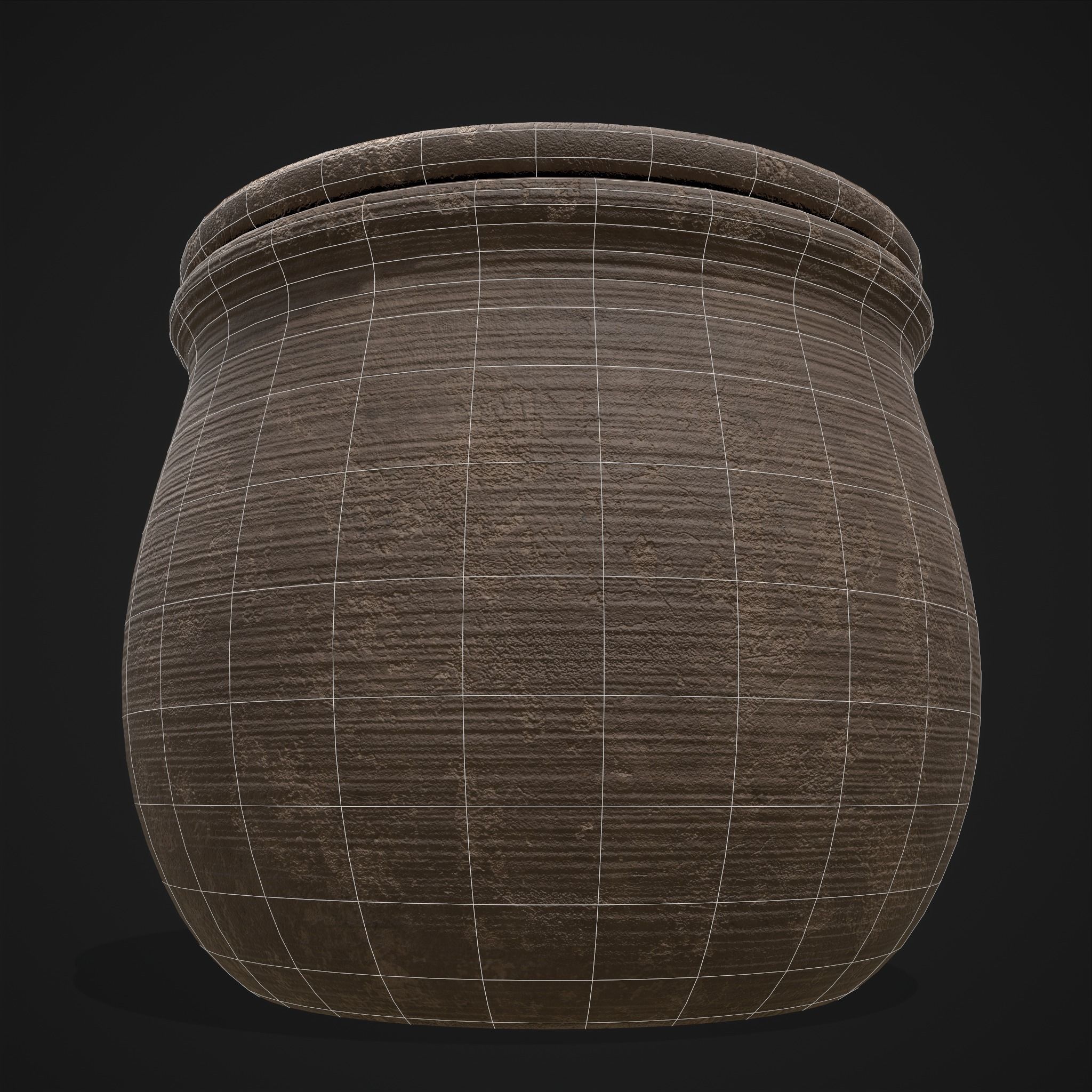 Simple Clay Lidded Pot Low-poly 3D model_6