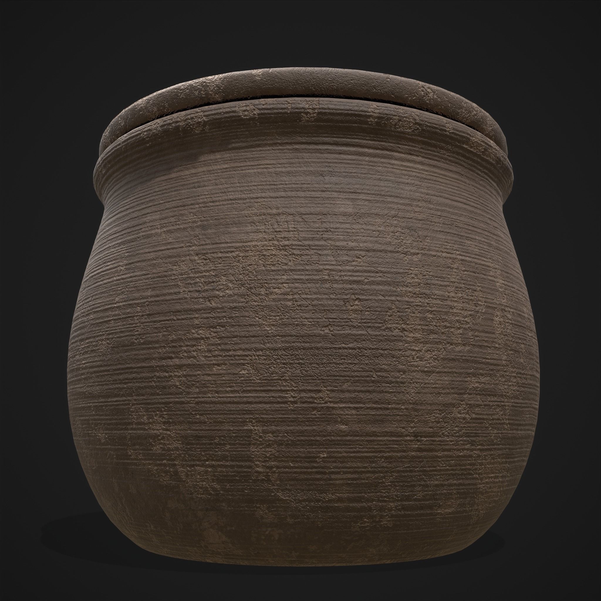 Simple Clay Lidded Pot Low-poly 3D model_5