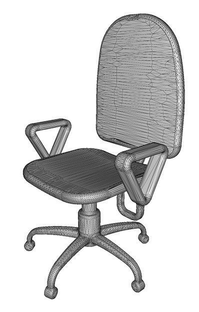 Classic Office Chair Low-poly 3D model_4