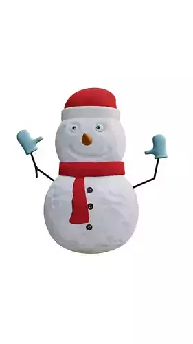 Snowman wearing hat and scarf 3D model