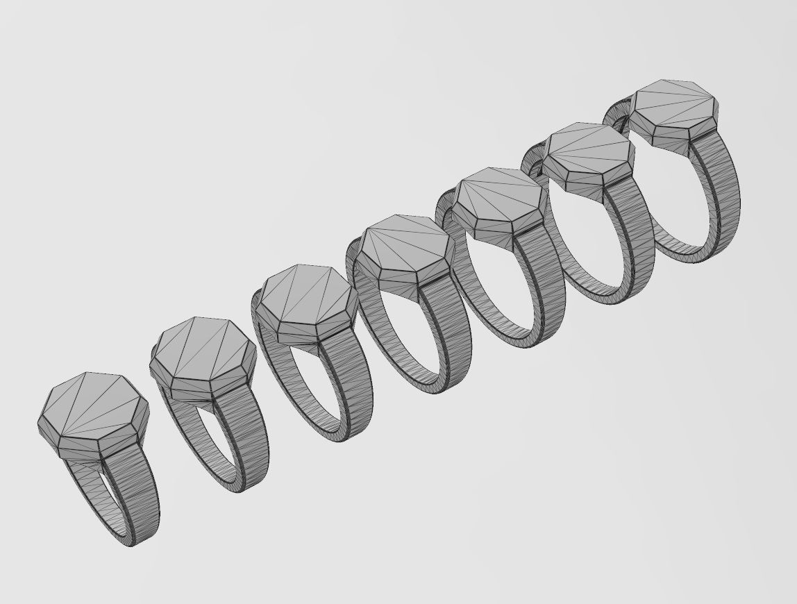 Hexagonal shaped signet ring US sizes 6to12 3D print model_12