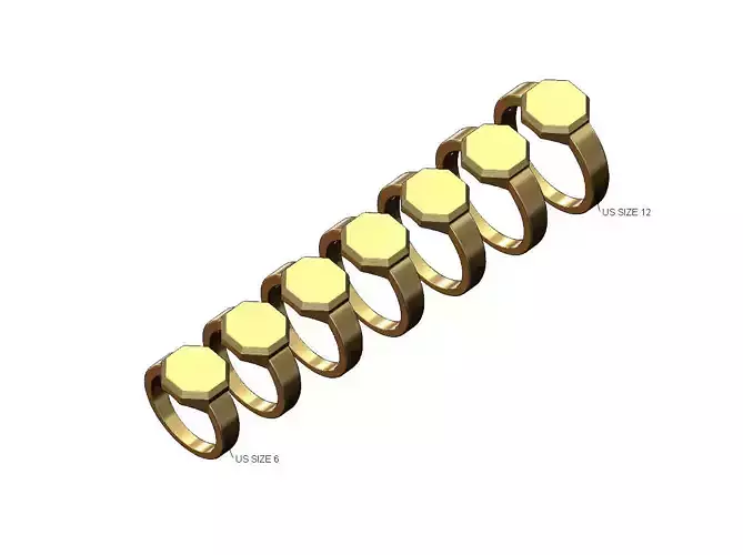 Hexagonal shaped signet ring US sizes 6to12