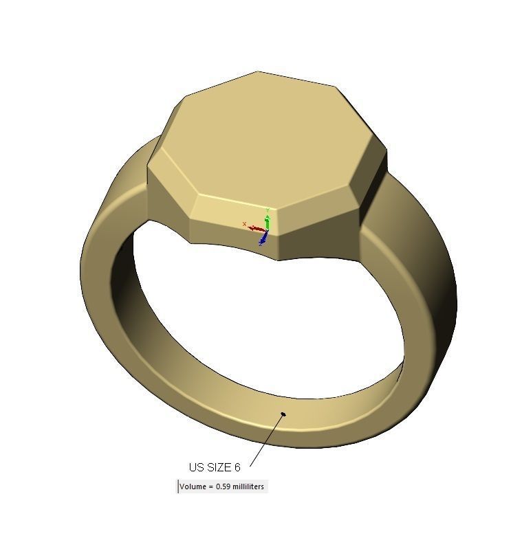 Hexagonal shaped signet ring US sizes 6to12 3D print model_16