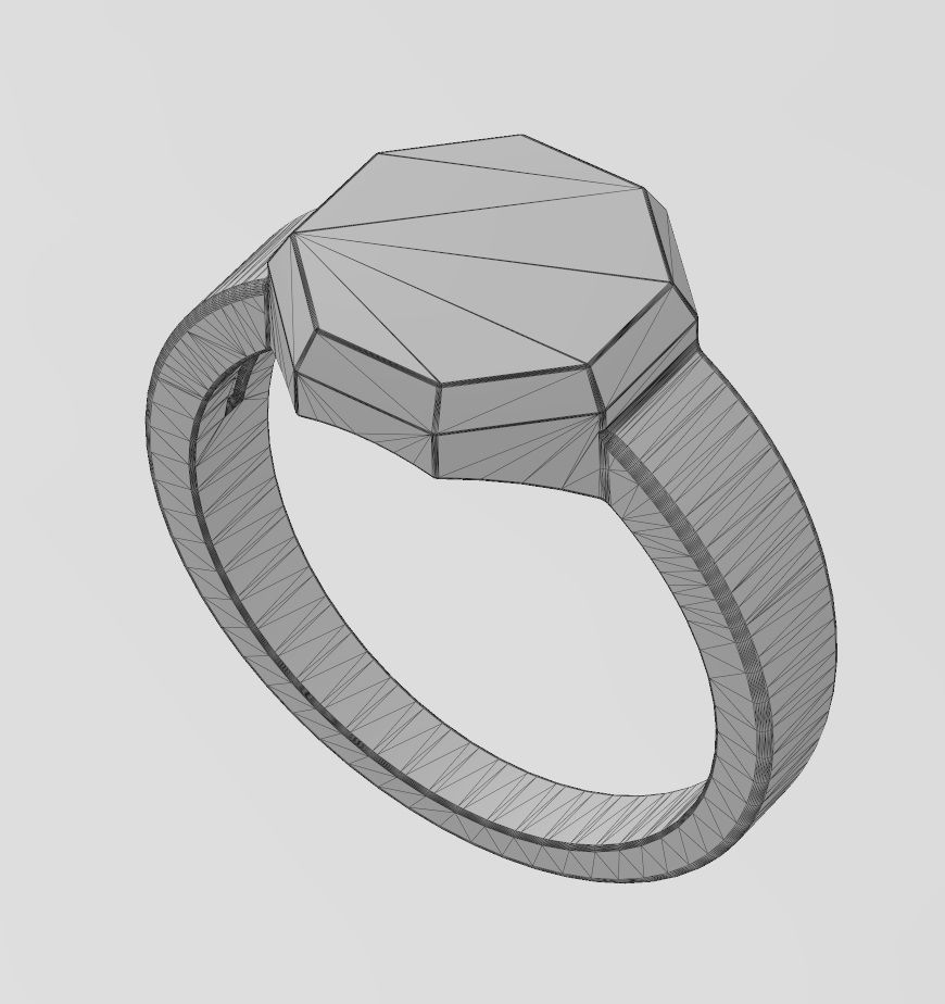 Hexagonal shaped signet ring US sizes 6to12 3D print model_14