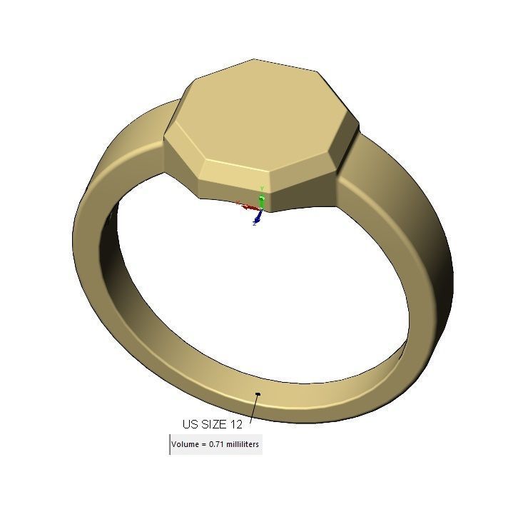 Hexagonal shaped signet ring US sizes 6to12 3D print model_15