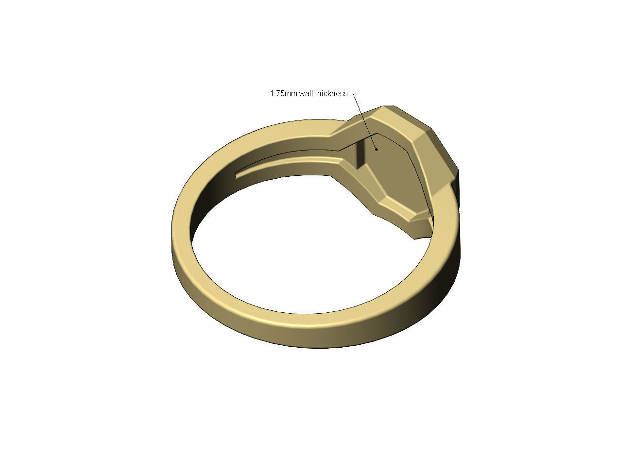 Hexagonal shaped signet ring US sizes 6to12 3D print model_6