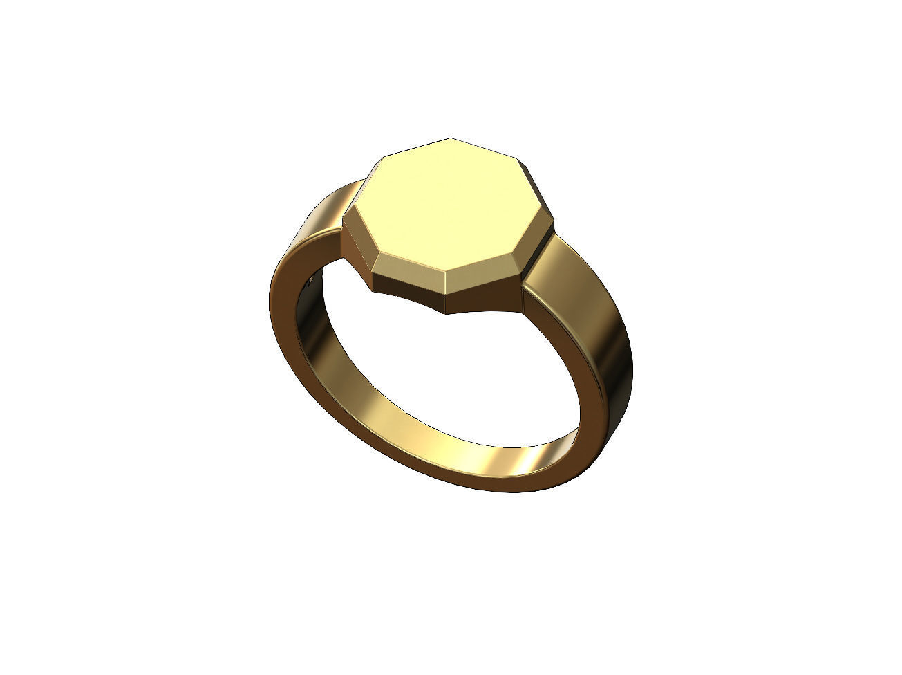 Hexagonal shaped signet ring US sizes 6to12 3D print model_1