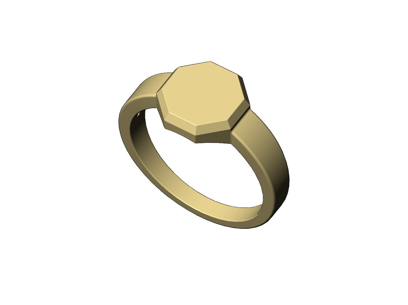 Hexagonal shaped signet ring US sizes 6to12 3D print model_5