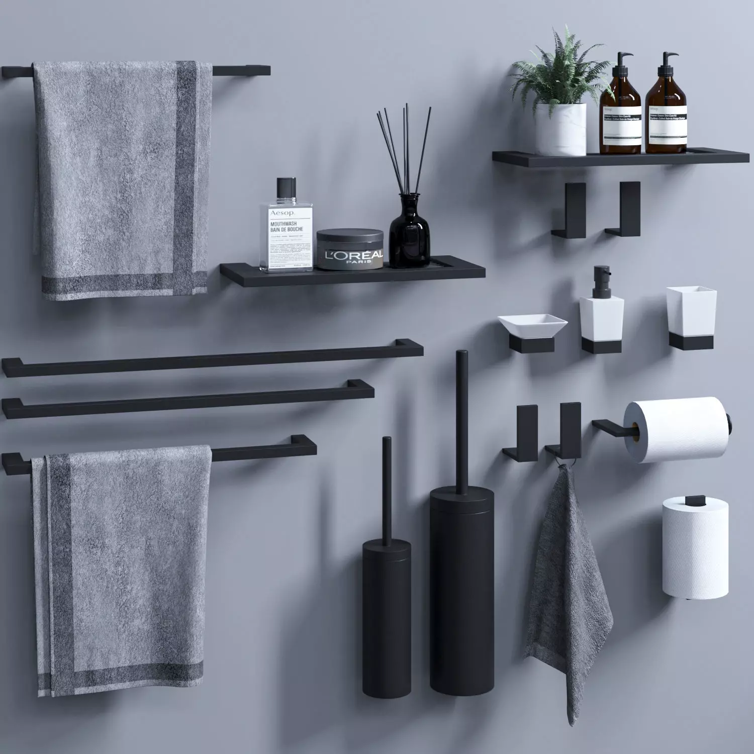 sanco minimal bathroom set 3D model_0