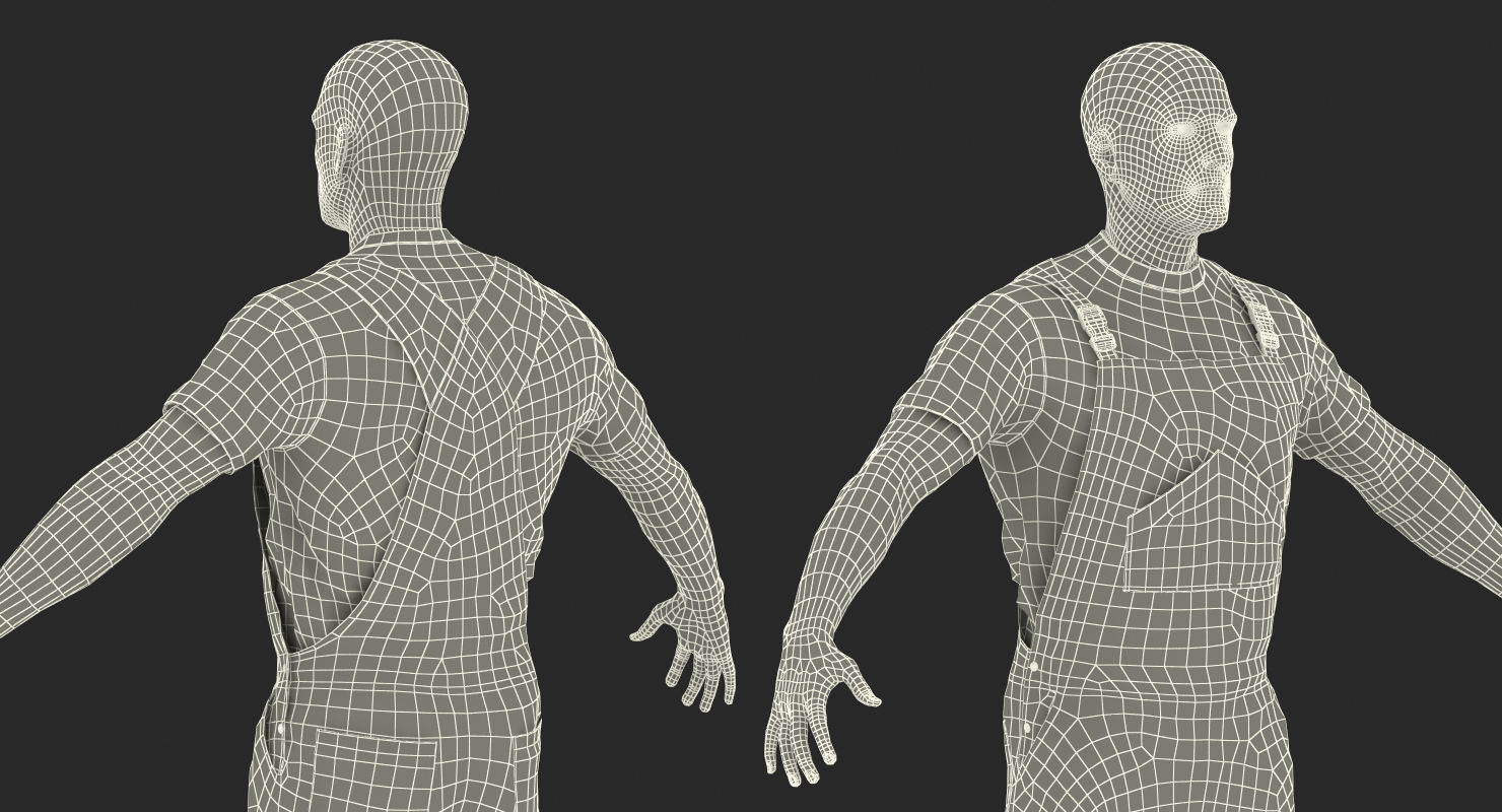 Builder Wearing Orange Coveralls 3D model_23