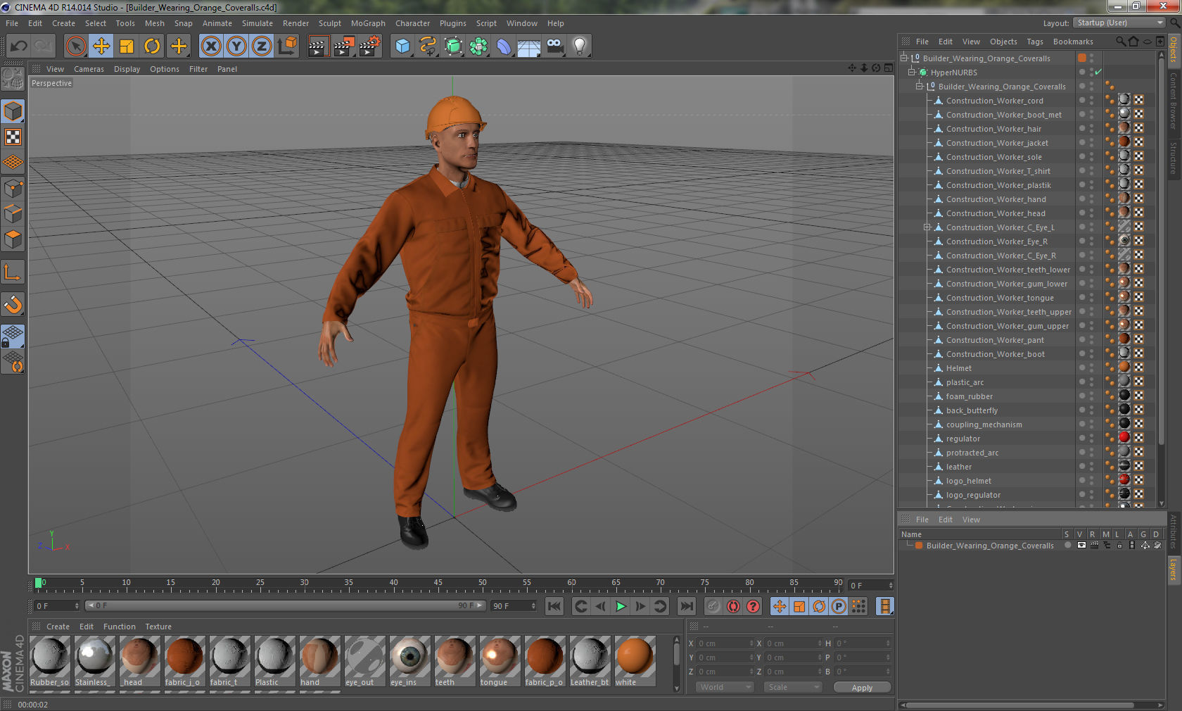 Builder Wearing Orange Coveralls 3D model_33