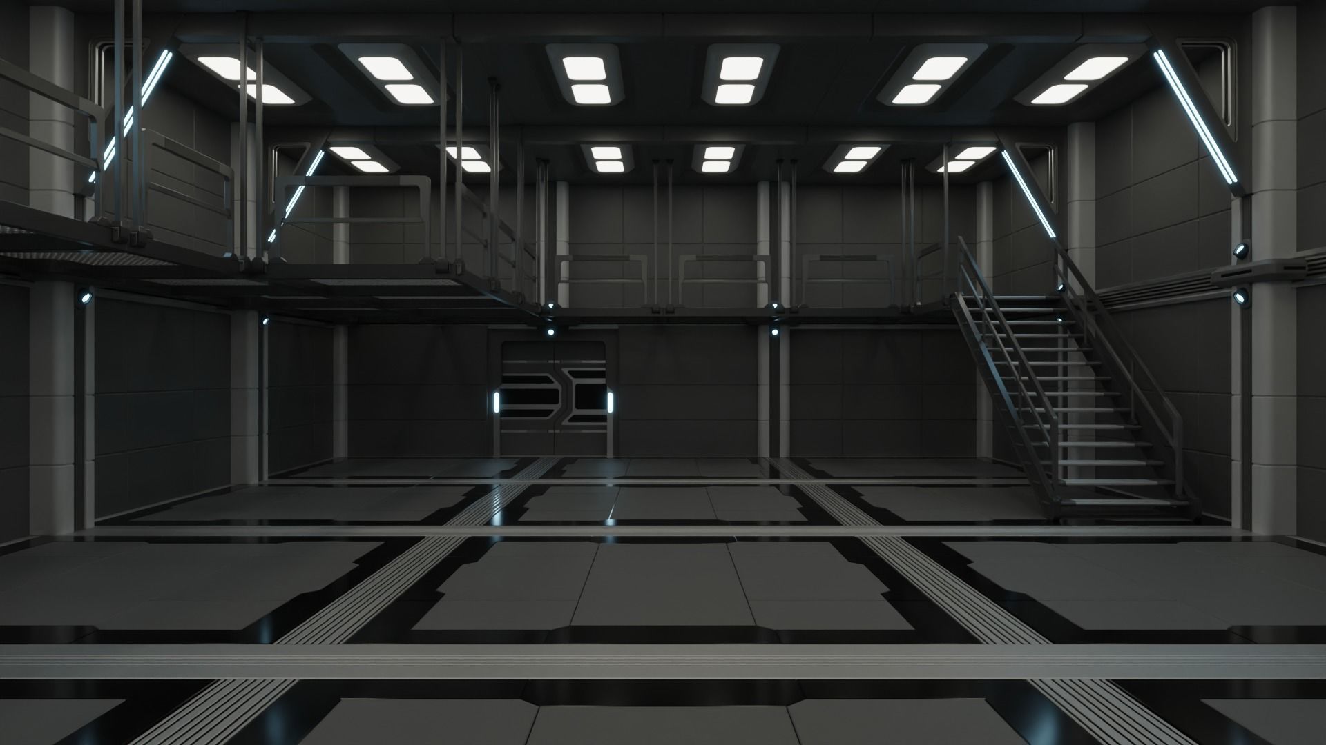 Sci Fi Cargo Bay Kit 1 3D model_3