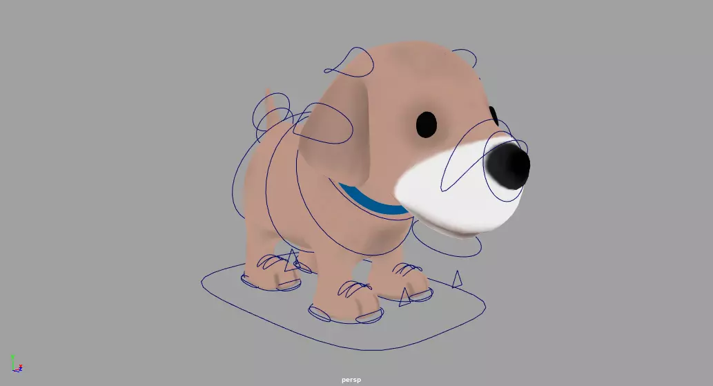 cartoon dog rig and animate Low-poly 3D model_0