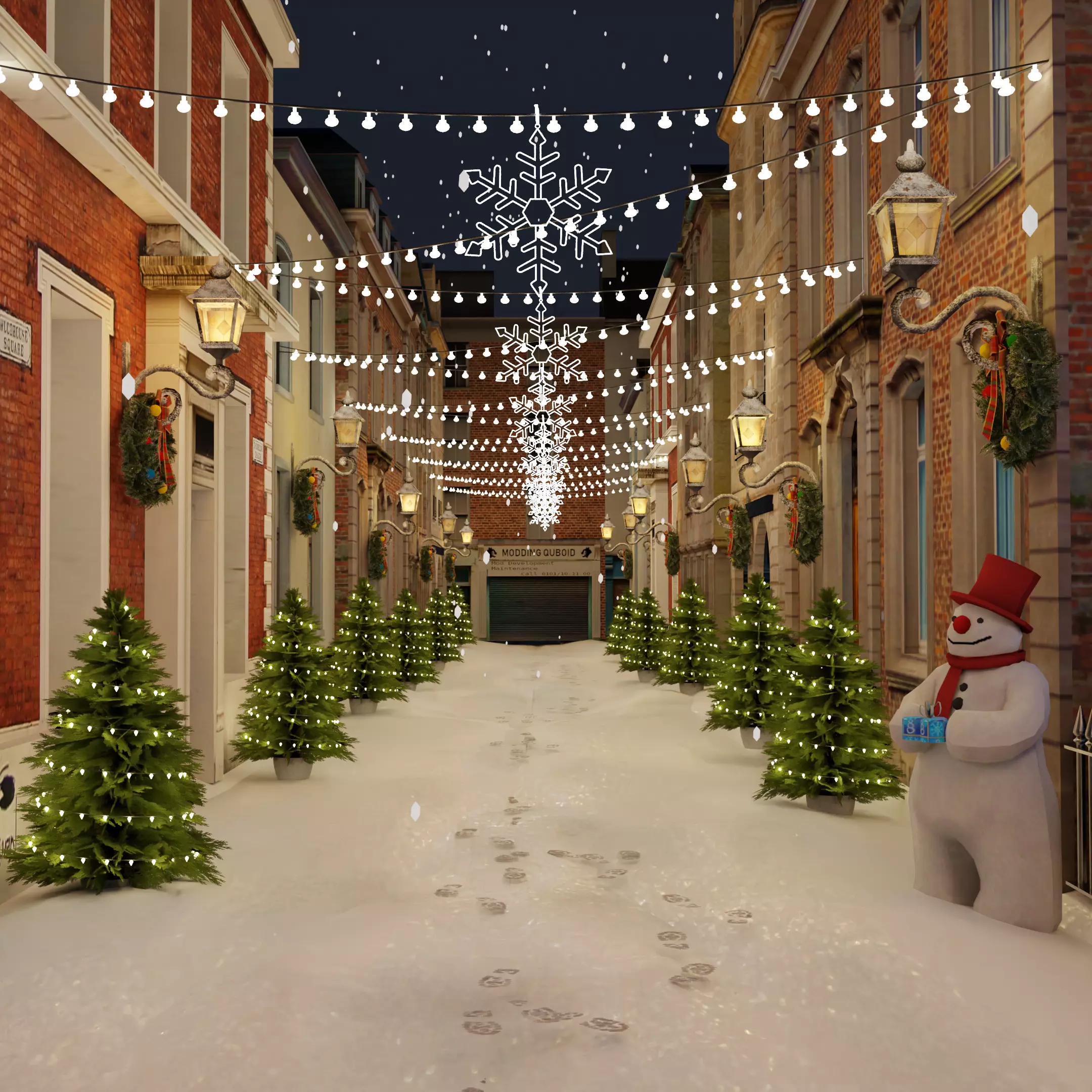 Christmas Street Blender Scene 3D model