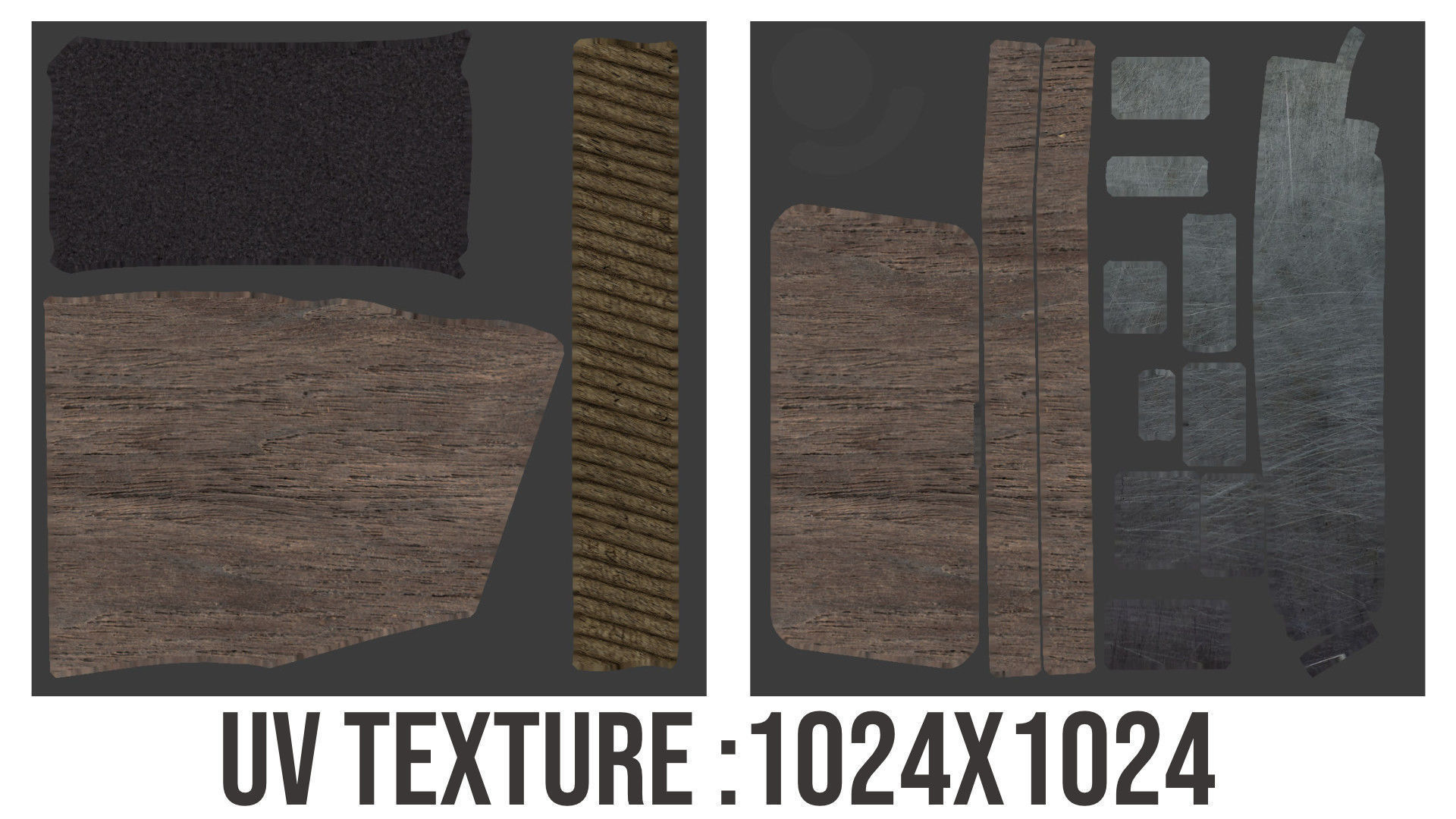 Torch pair of wooden sticks 3D model_3