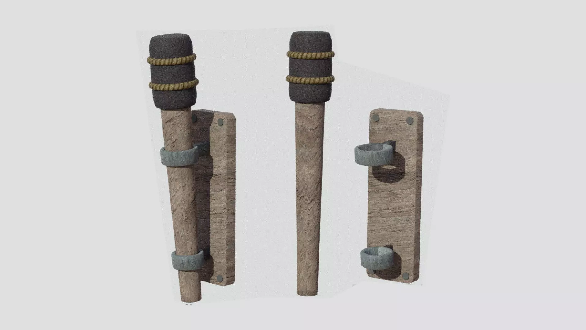 Torch pair of wooden sticks 3D model_0