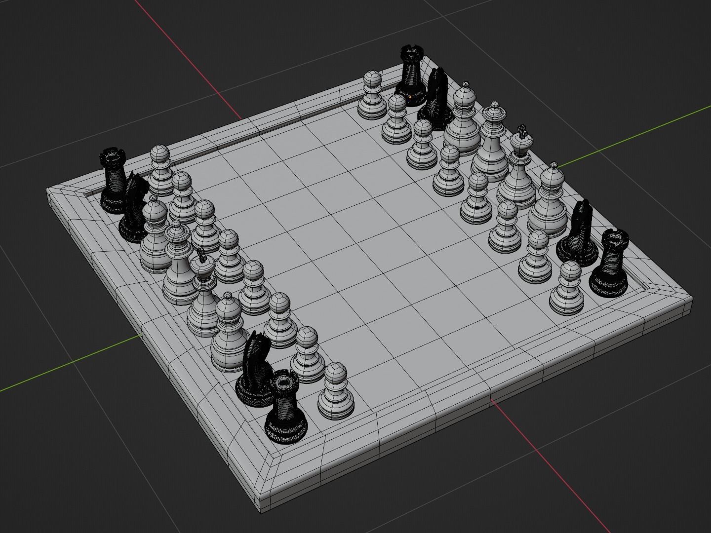 Wooden Chess Board with Chess Pieces - Complete Chess Set 3D model_19