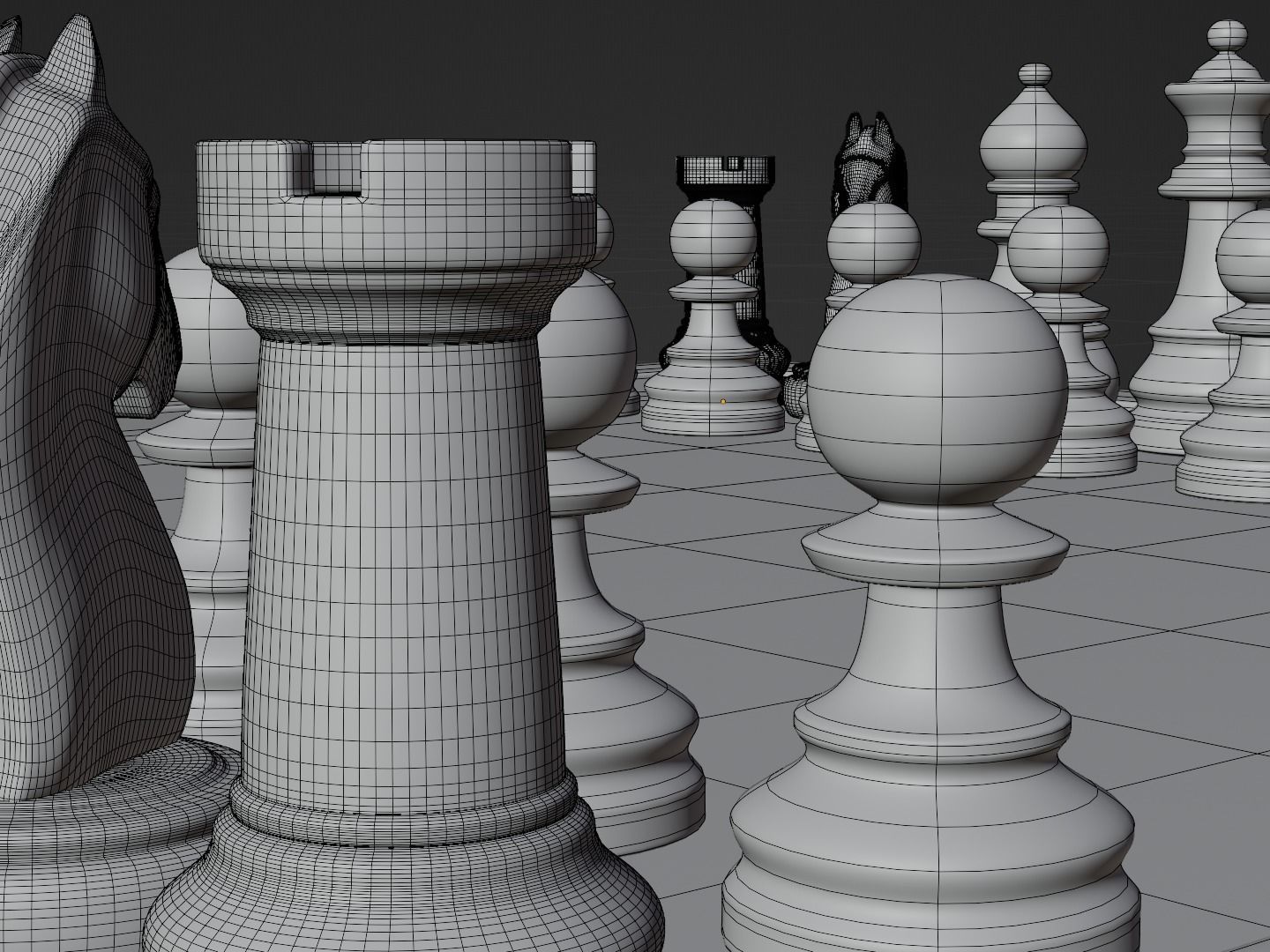 Wooden Chess Board with Chess Pieces - Complete Chess Set 3D model_17