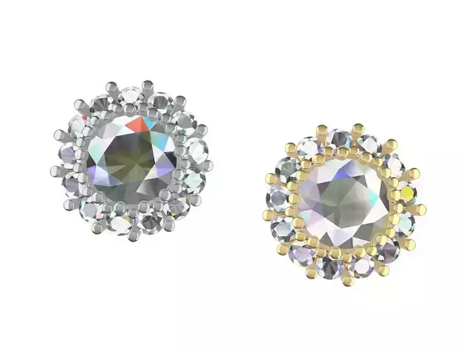 Classic Diamond cluster earrings all parts stl files verified 