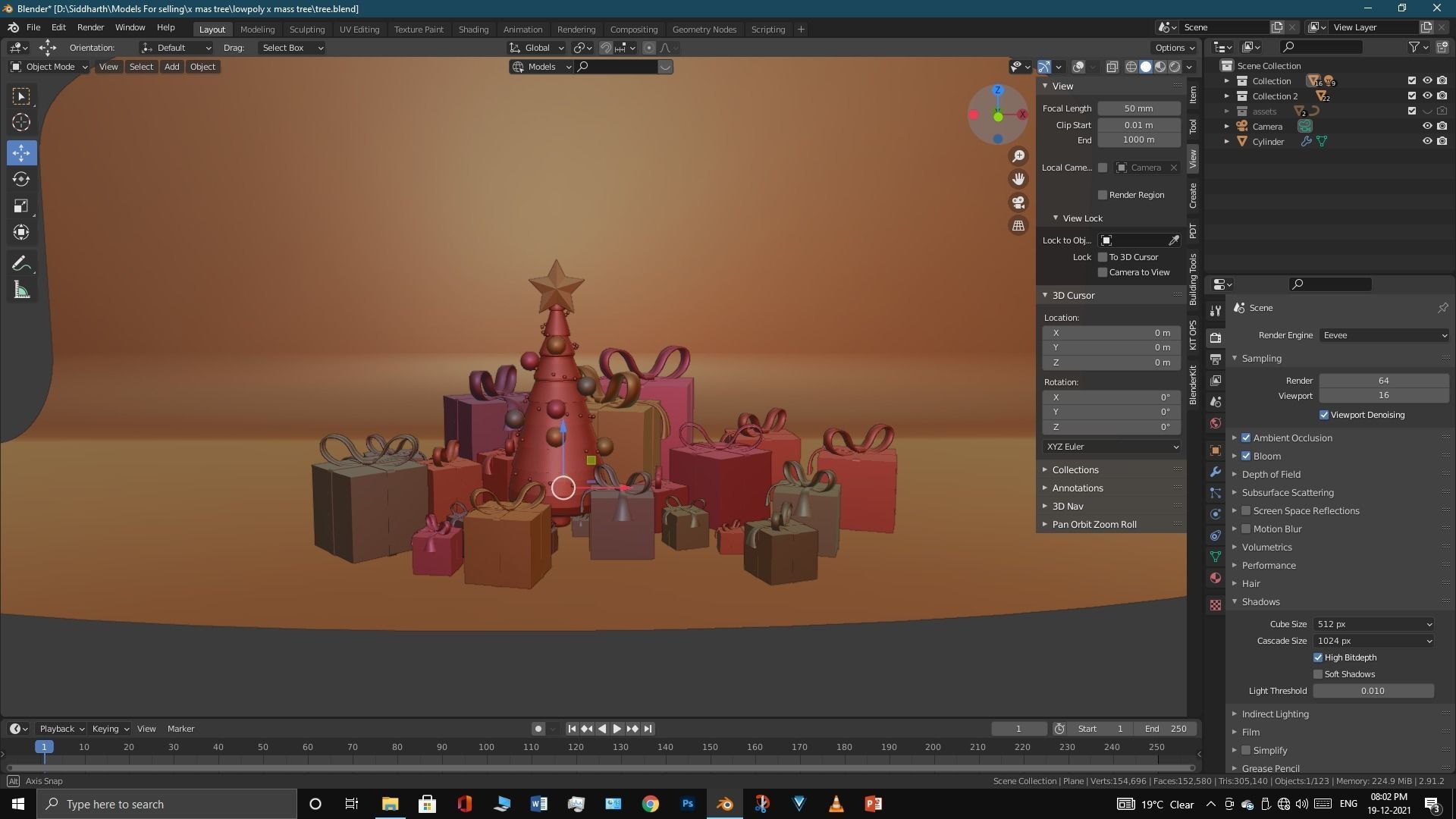 Lowpoly Xmas tree Low-poly 3D model_26