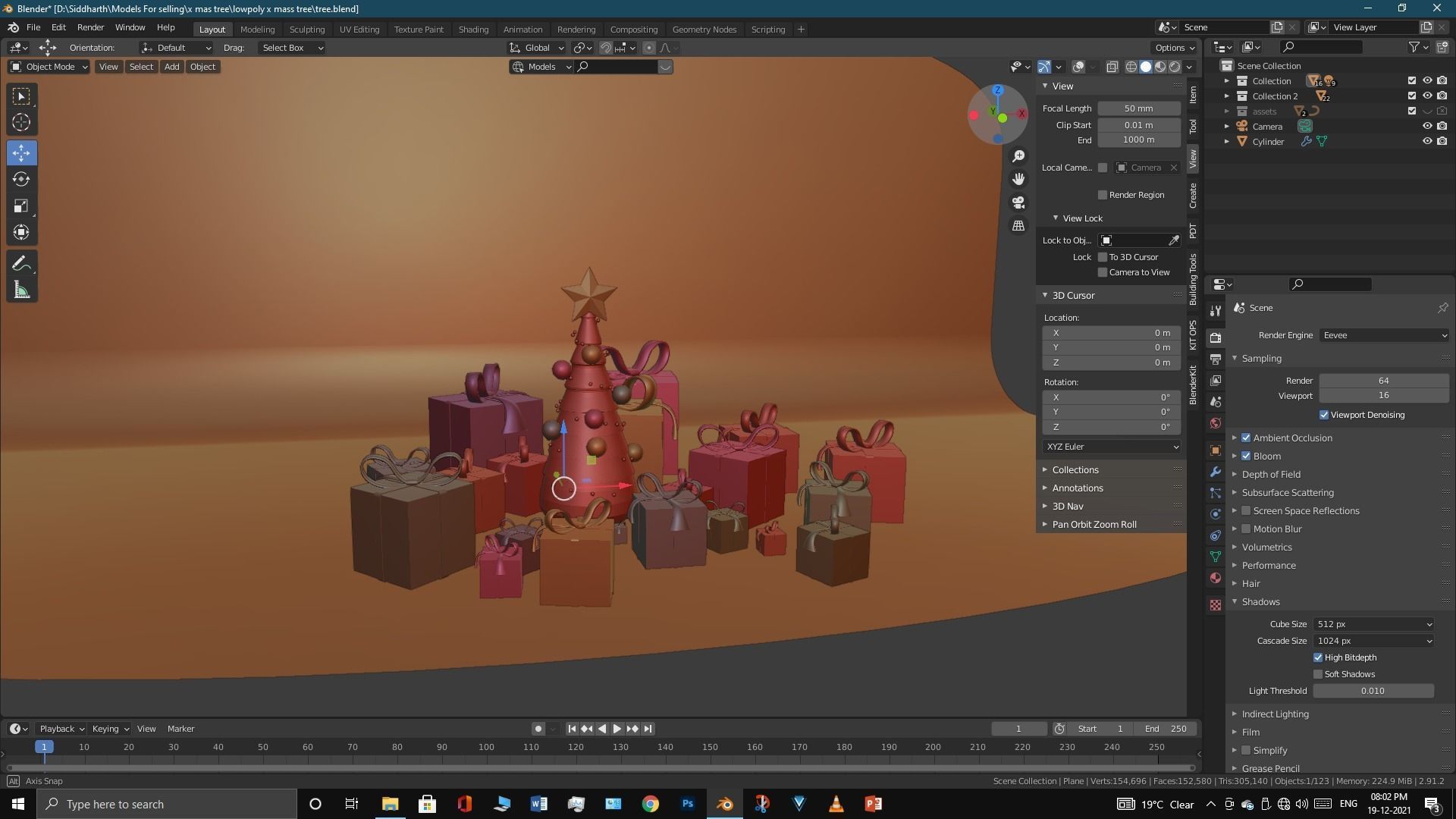 Lowpoly Xmas tree Low-poly 3D model_21