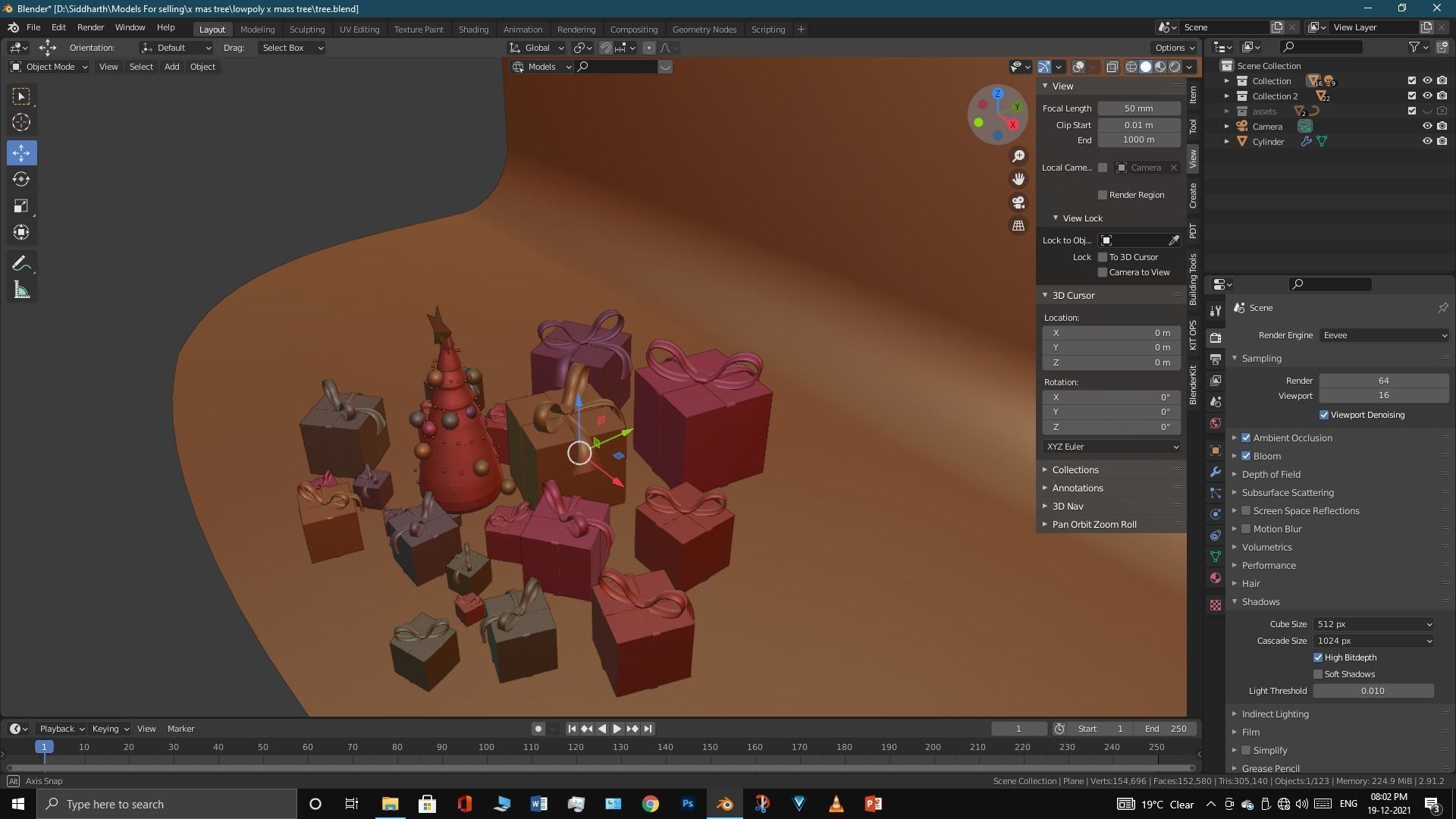 Lowpoly Xmas tree Low-poly 3D model_23