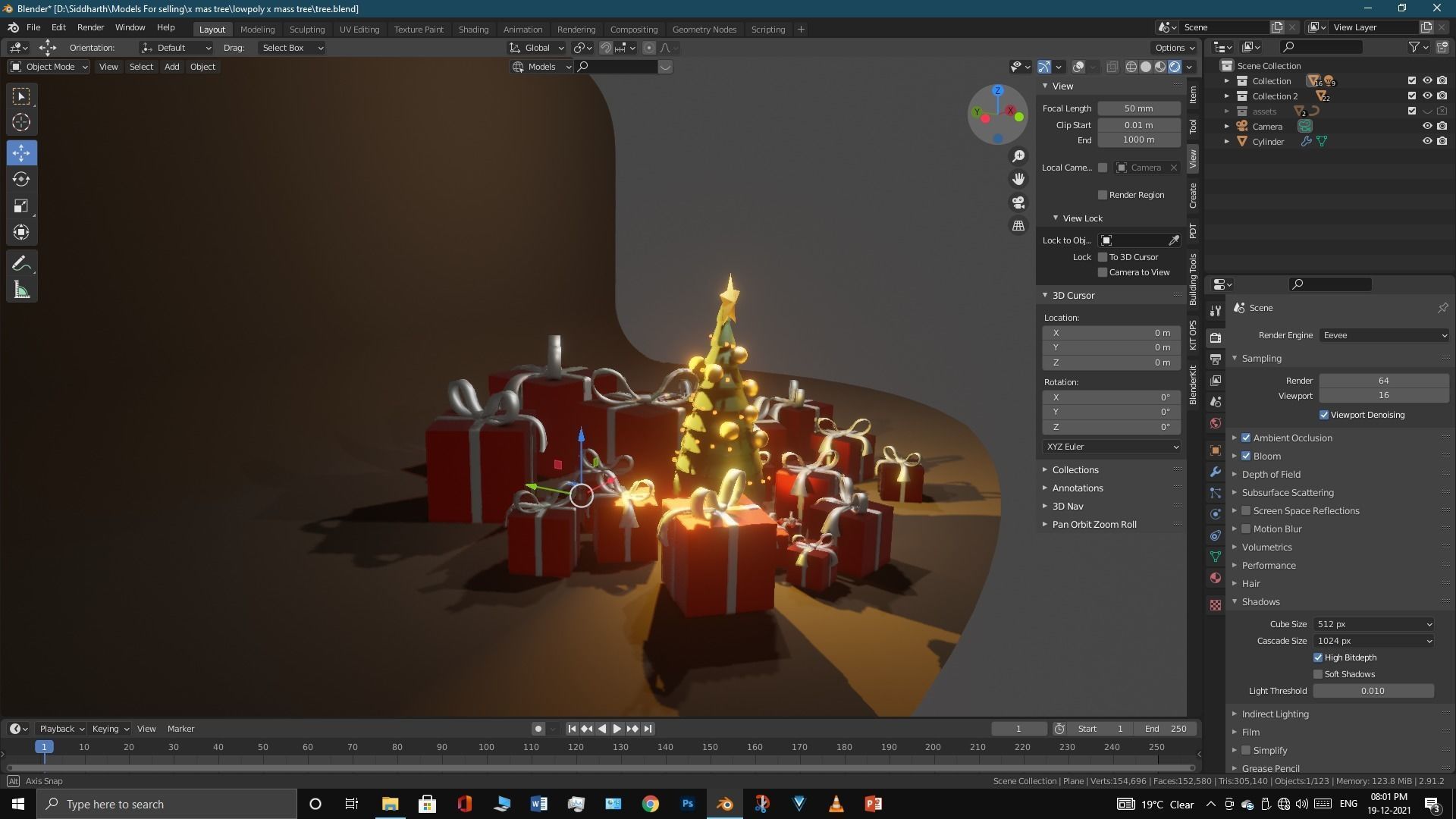 Lowpoly Xmas tree Low-poly 3D model_3