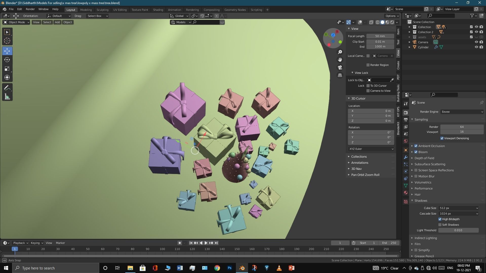 Lowpoly Xmas tree Low-poly 3D model_19