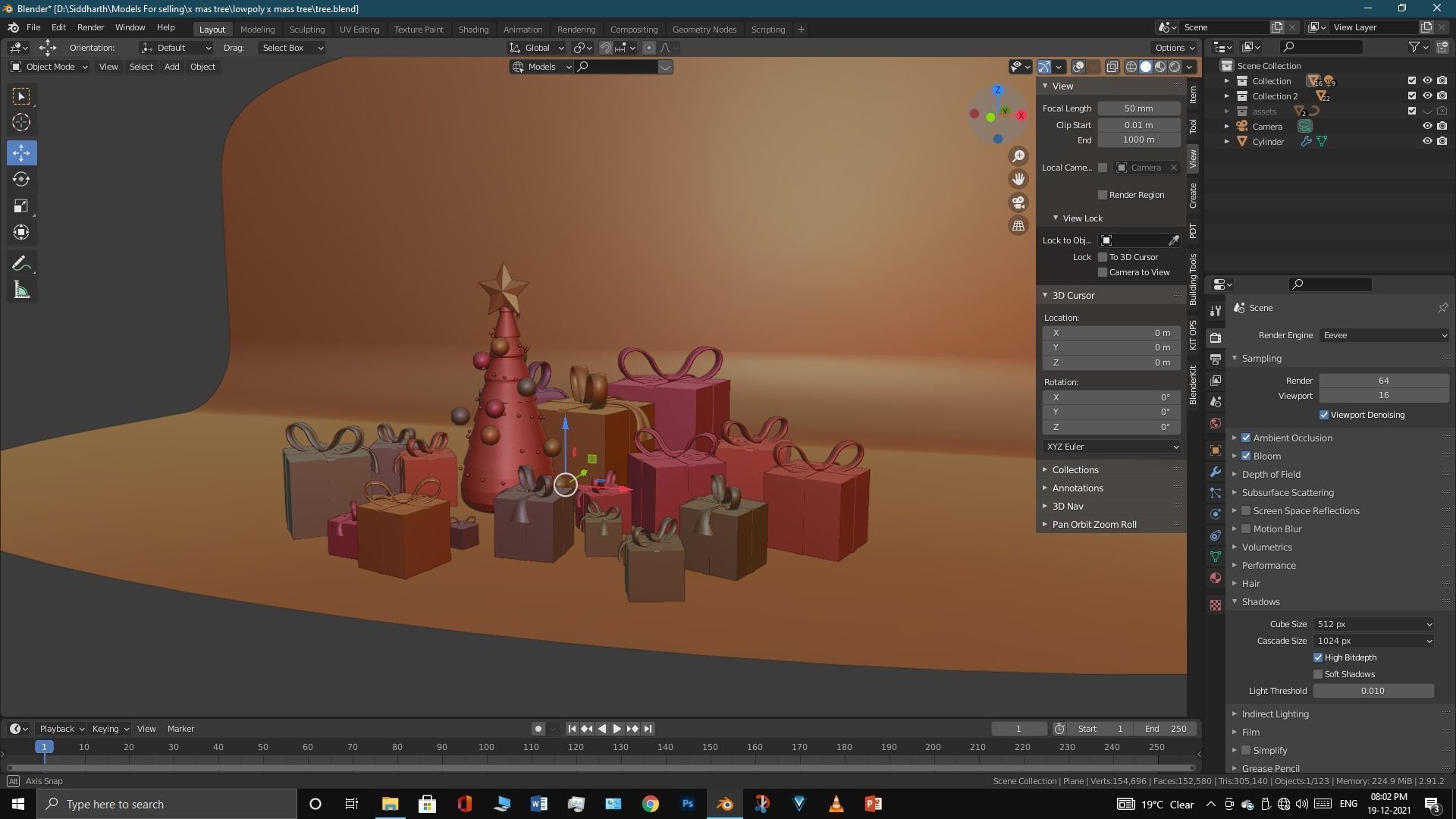 Lowpoly Xmas tree Low-poly 3D model_20