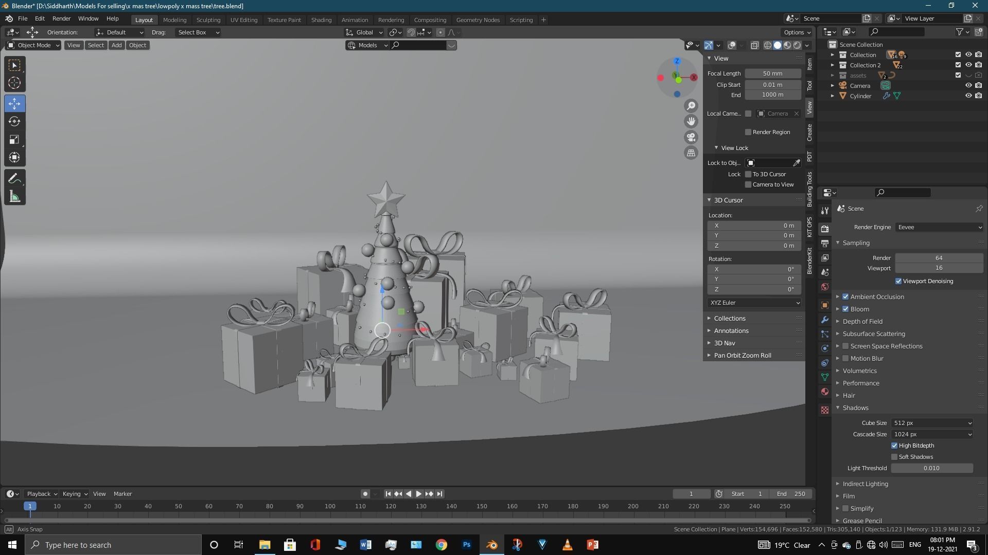 Lowpoly Xmas tree Low-poly 3D model_18