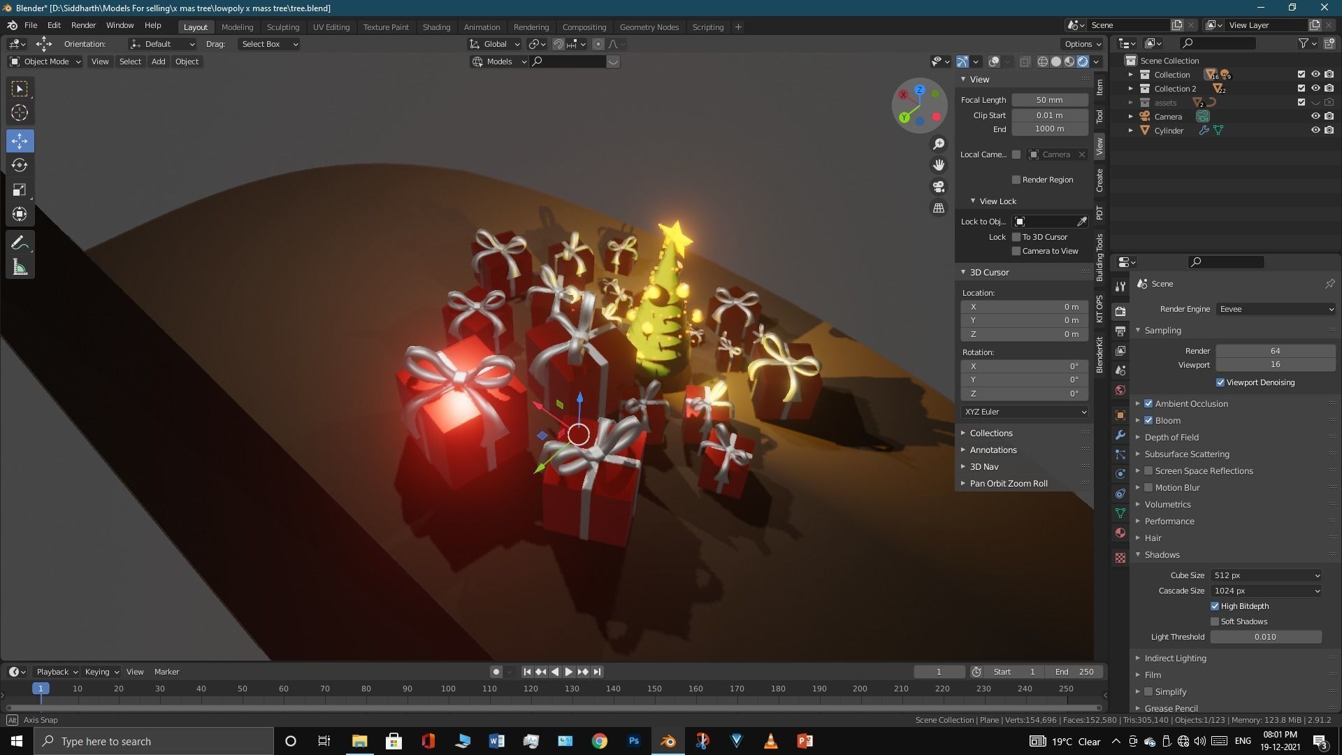 Lowpoly Xmas tree Low-poly 3D model_10
