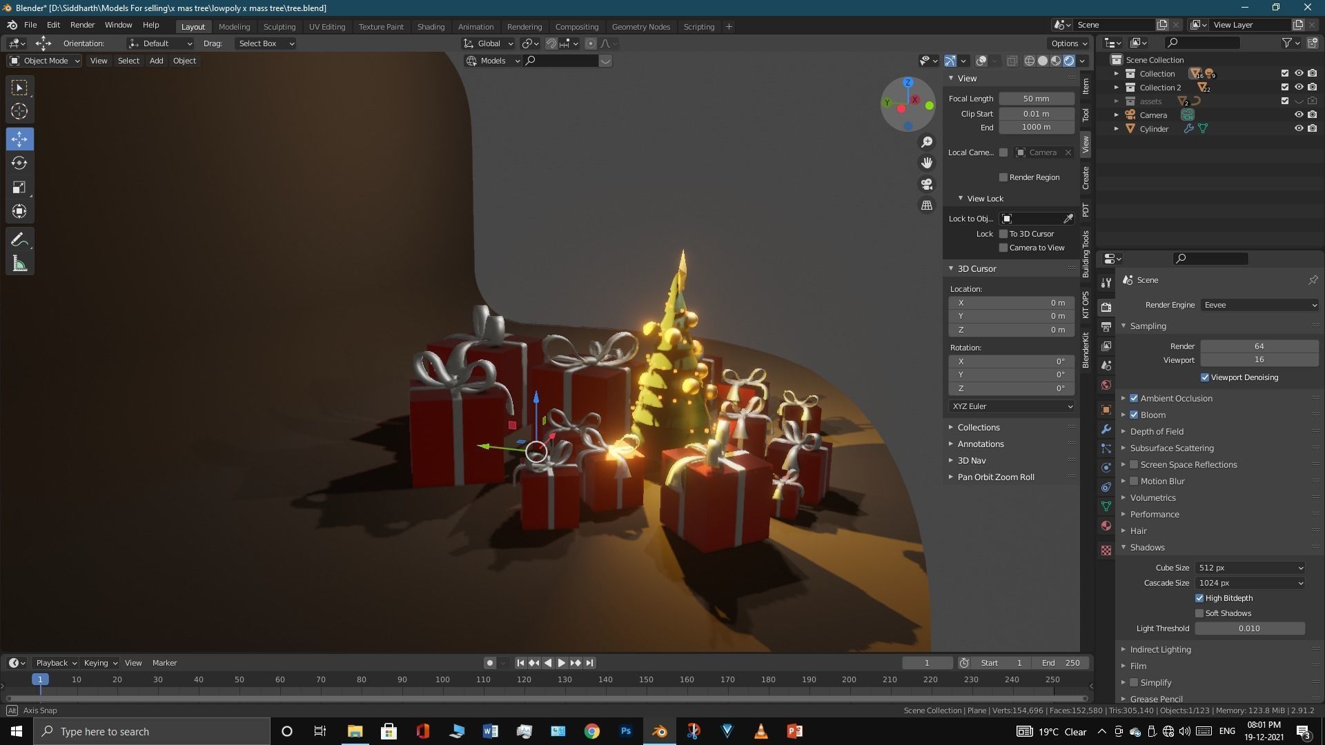Lowpoly Xmas tree Low-poly 3D model_2