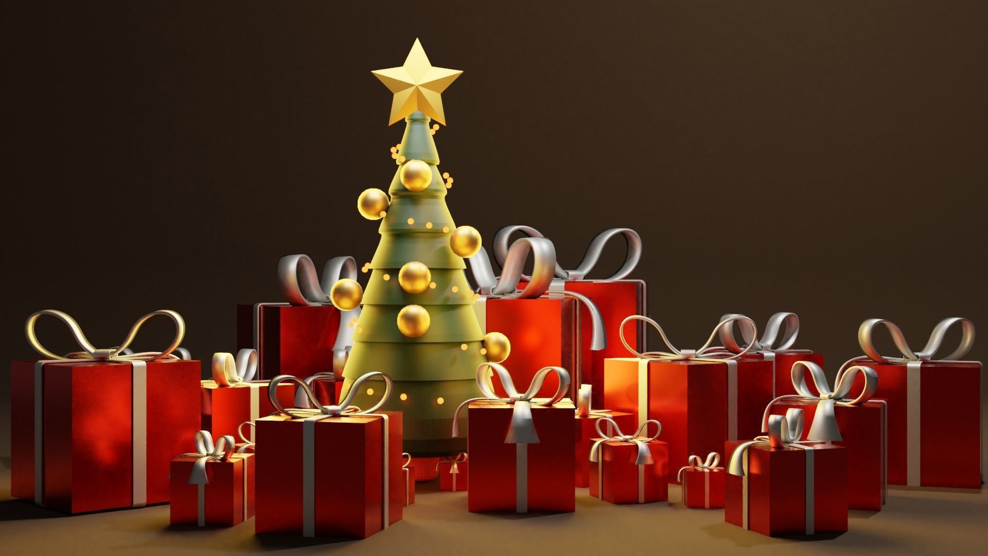 Lowpoly Xmas tree Low-poly 3D model_1