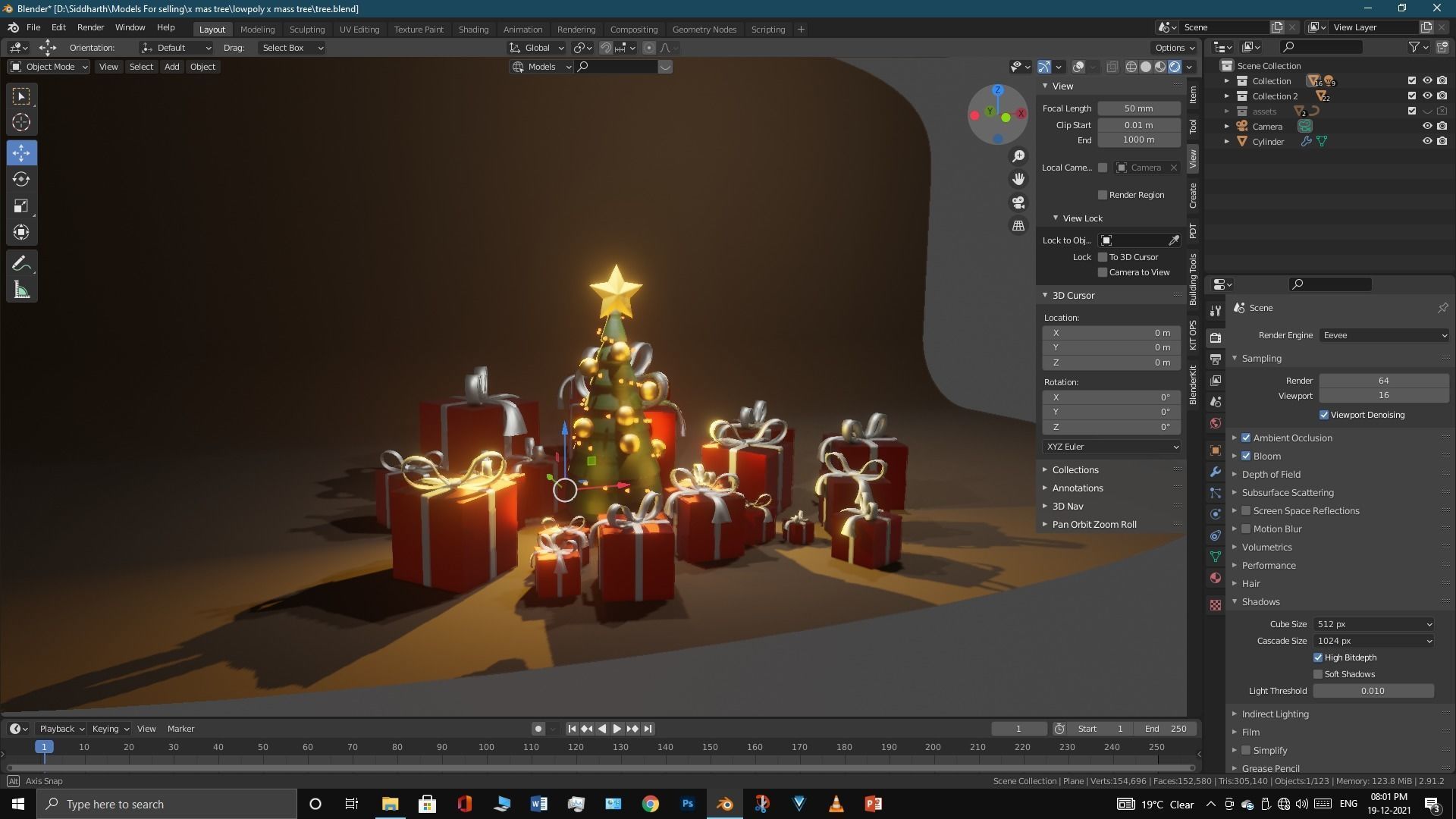 Lowpoly Xmas tree Low-poly 3D model_11