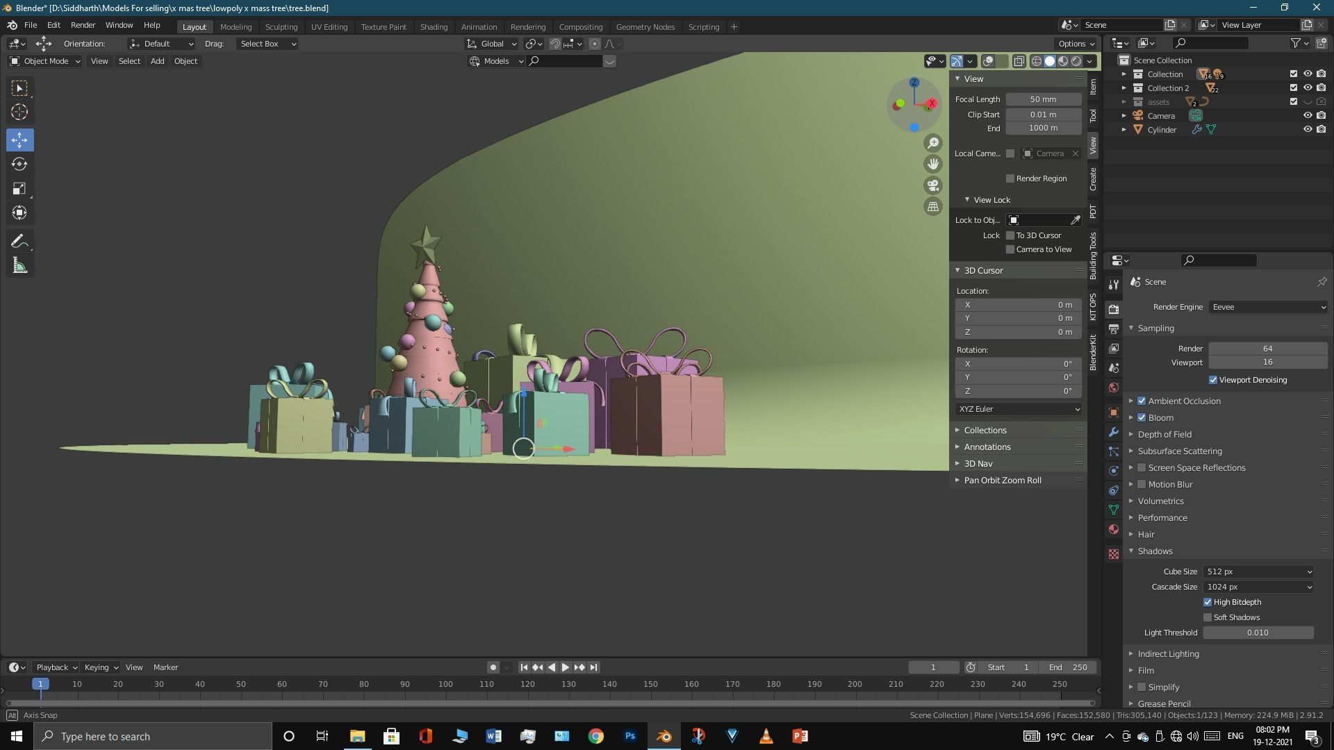 Lowpoly Xmas tree Low-poly 3D model_13