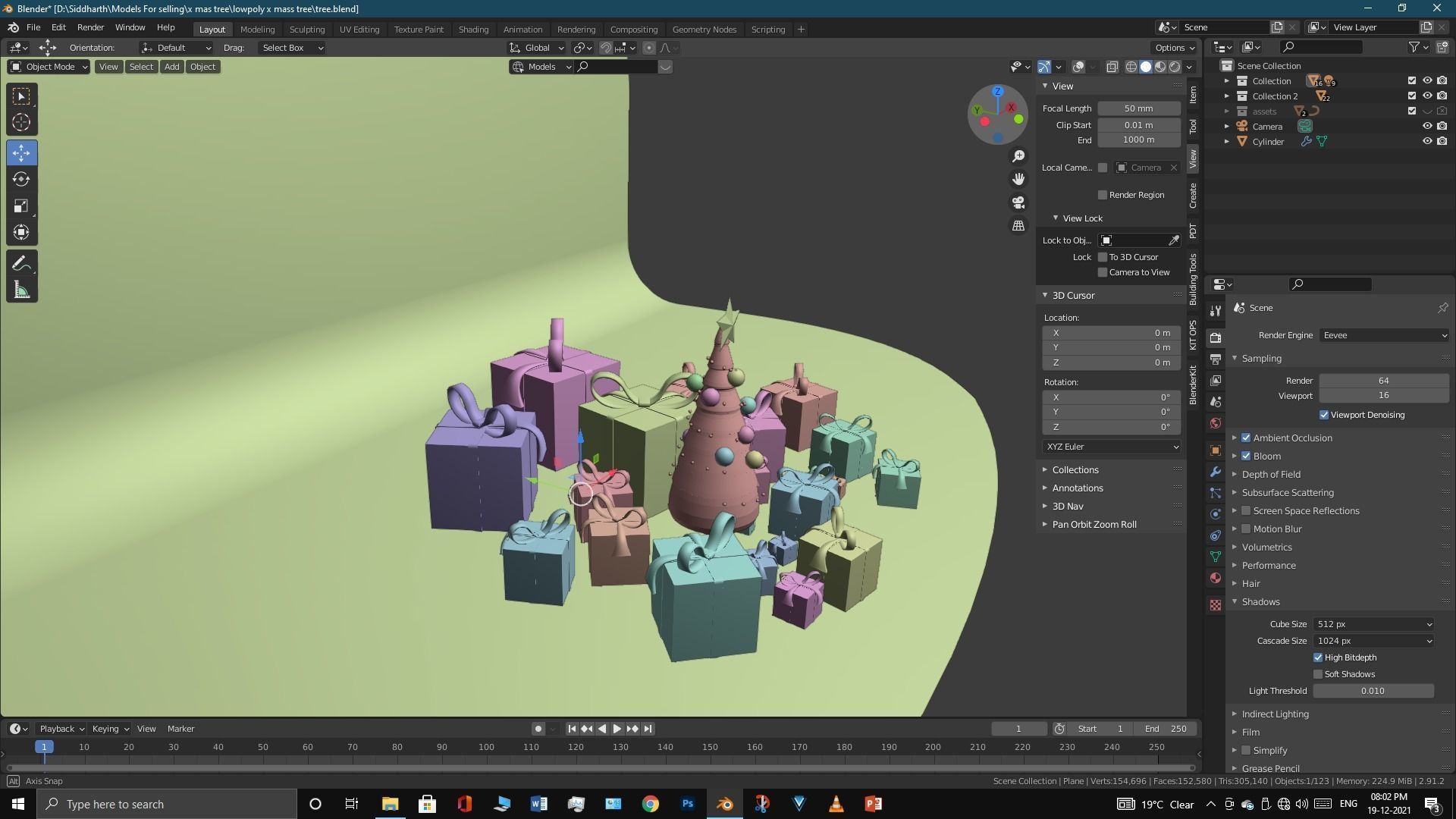 Lowpoly Xmas tree Low-poly 3D model_24