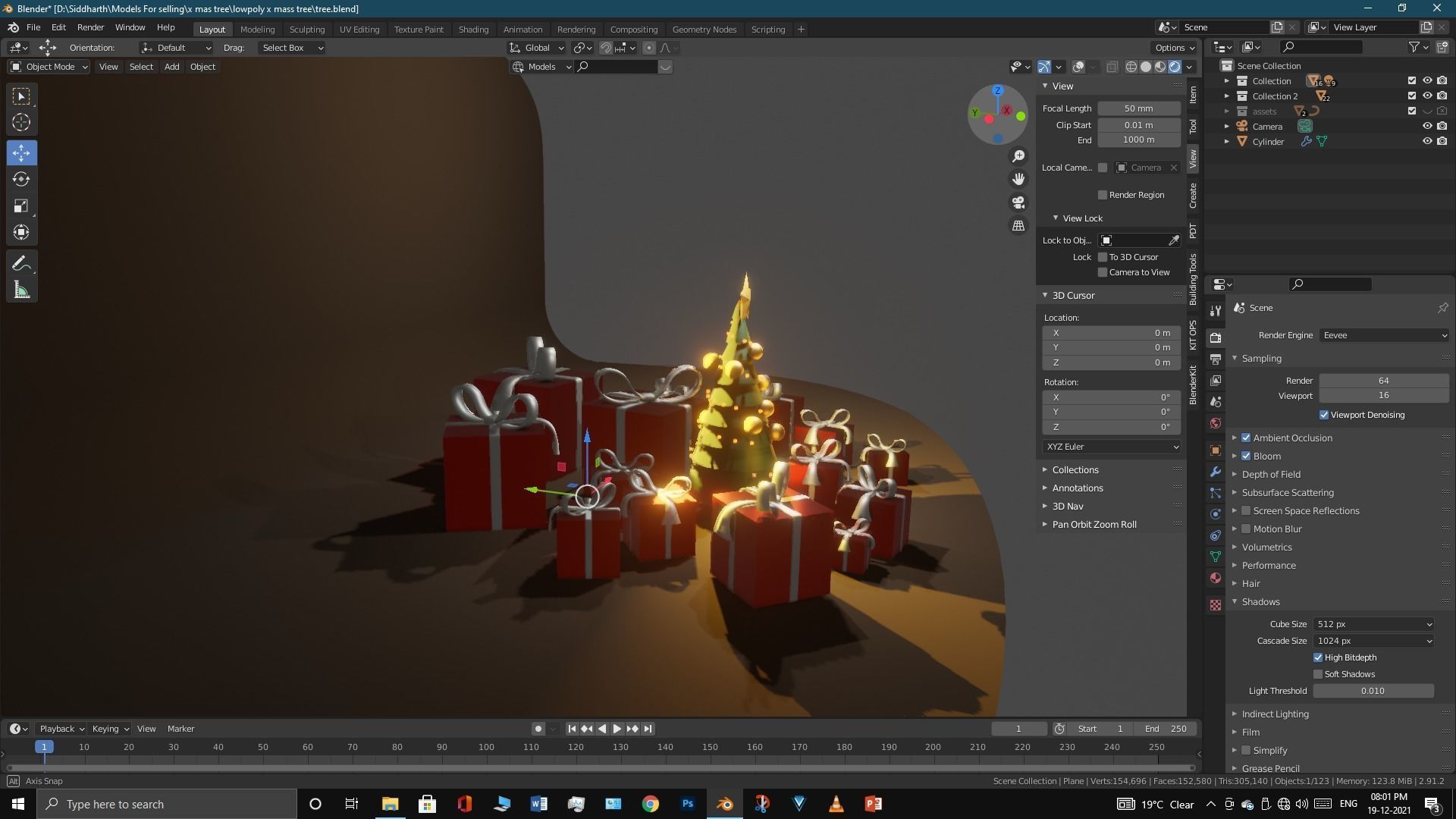 Lowpoly Xmas tree Low-poly 3D model_5