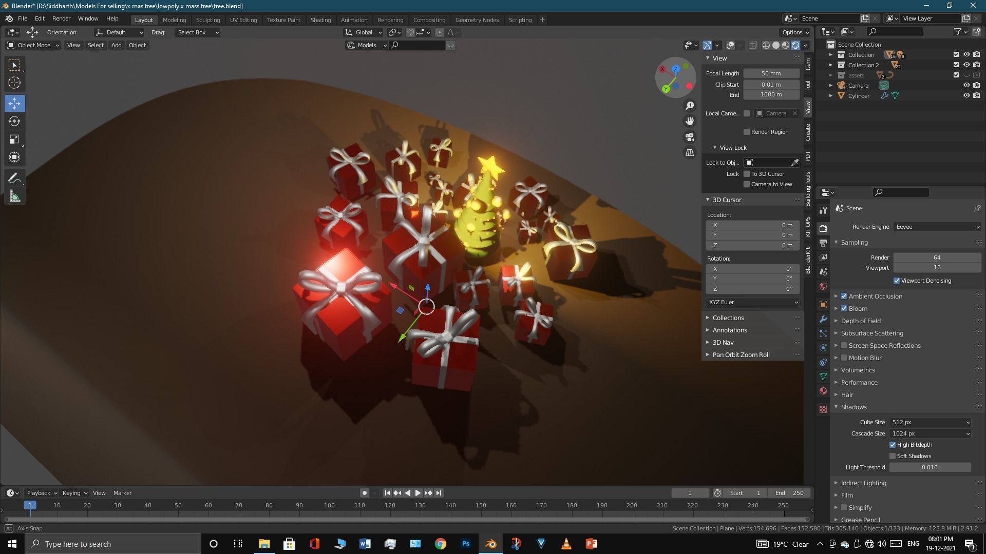 Lowpoly Xmas tree Low-poly 3D model_8