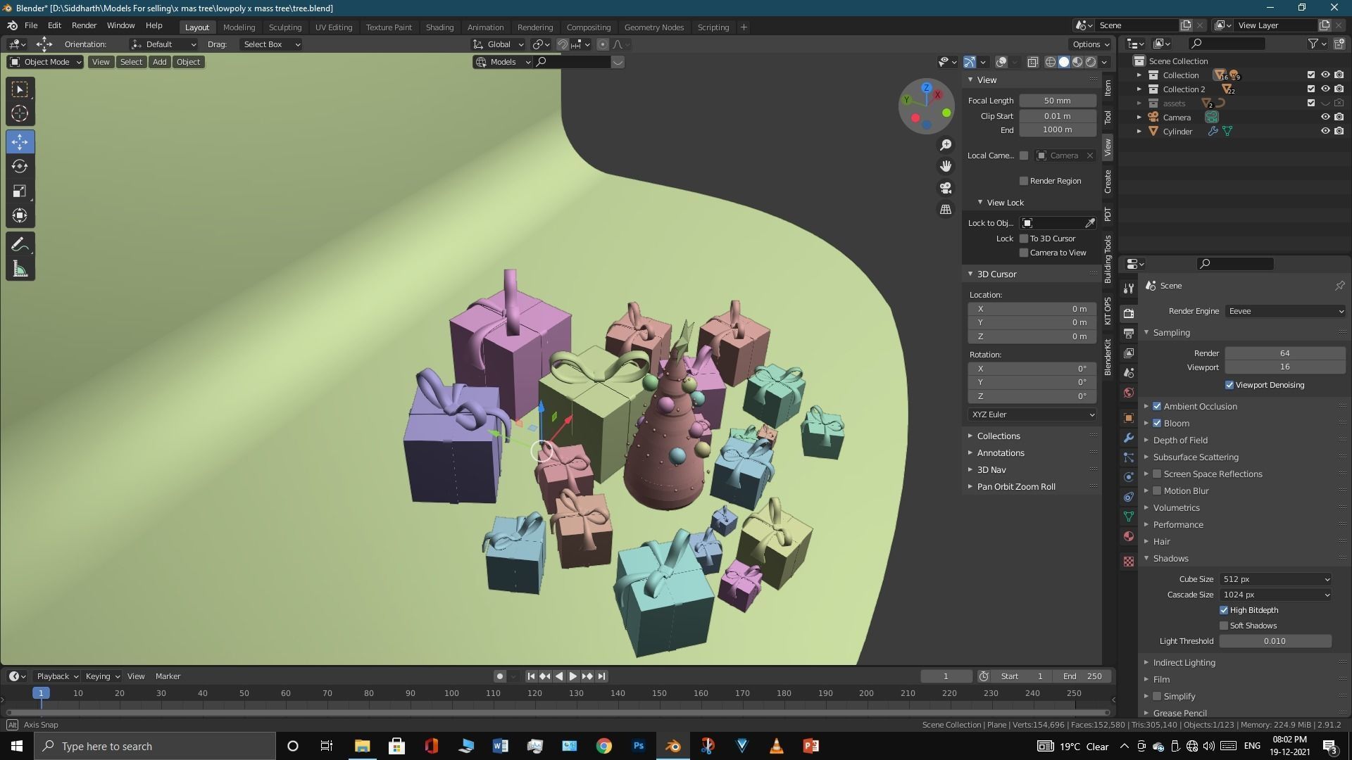 Lowpoly Xmas tree Low-poly 3D model_12