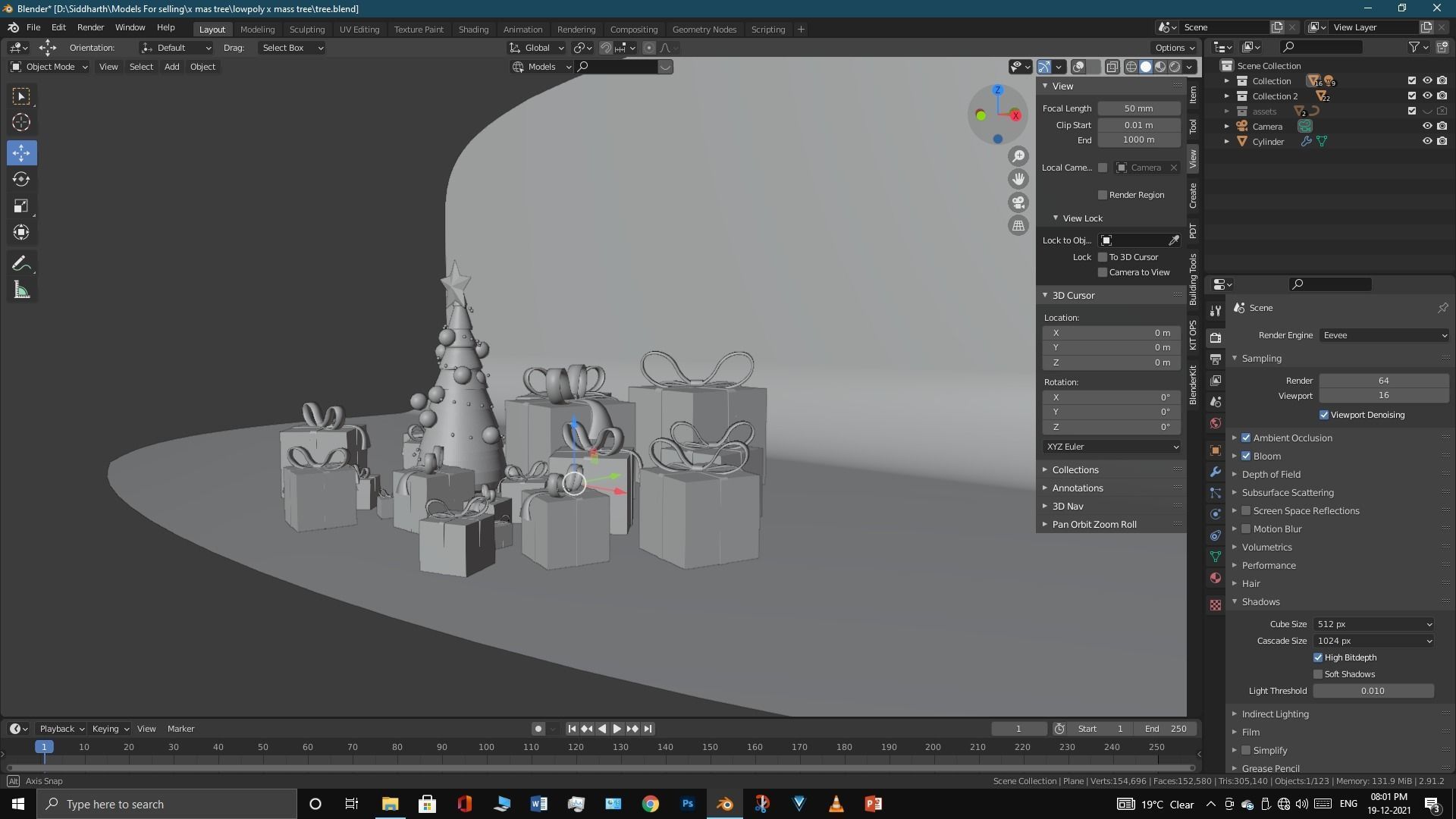 Lowpoly Xmas tree Low-poly 3D model_14