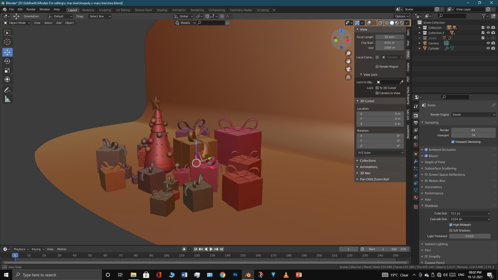 Lowpoly Xmas tree Low-poly 3D model_22