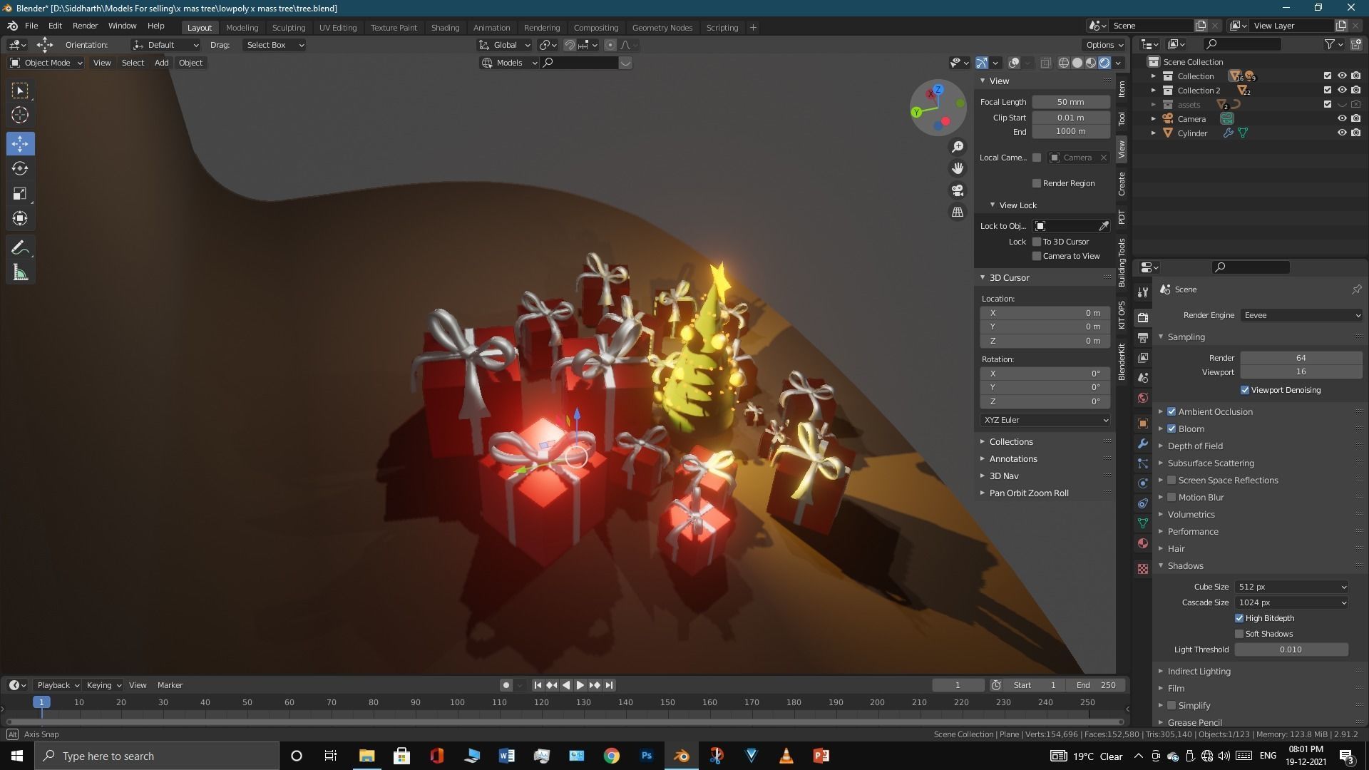 Lowpoly Xmas tree Low-poly 3D model_7
