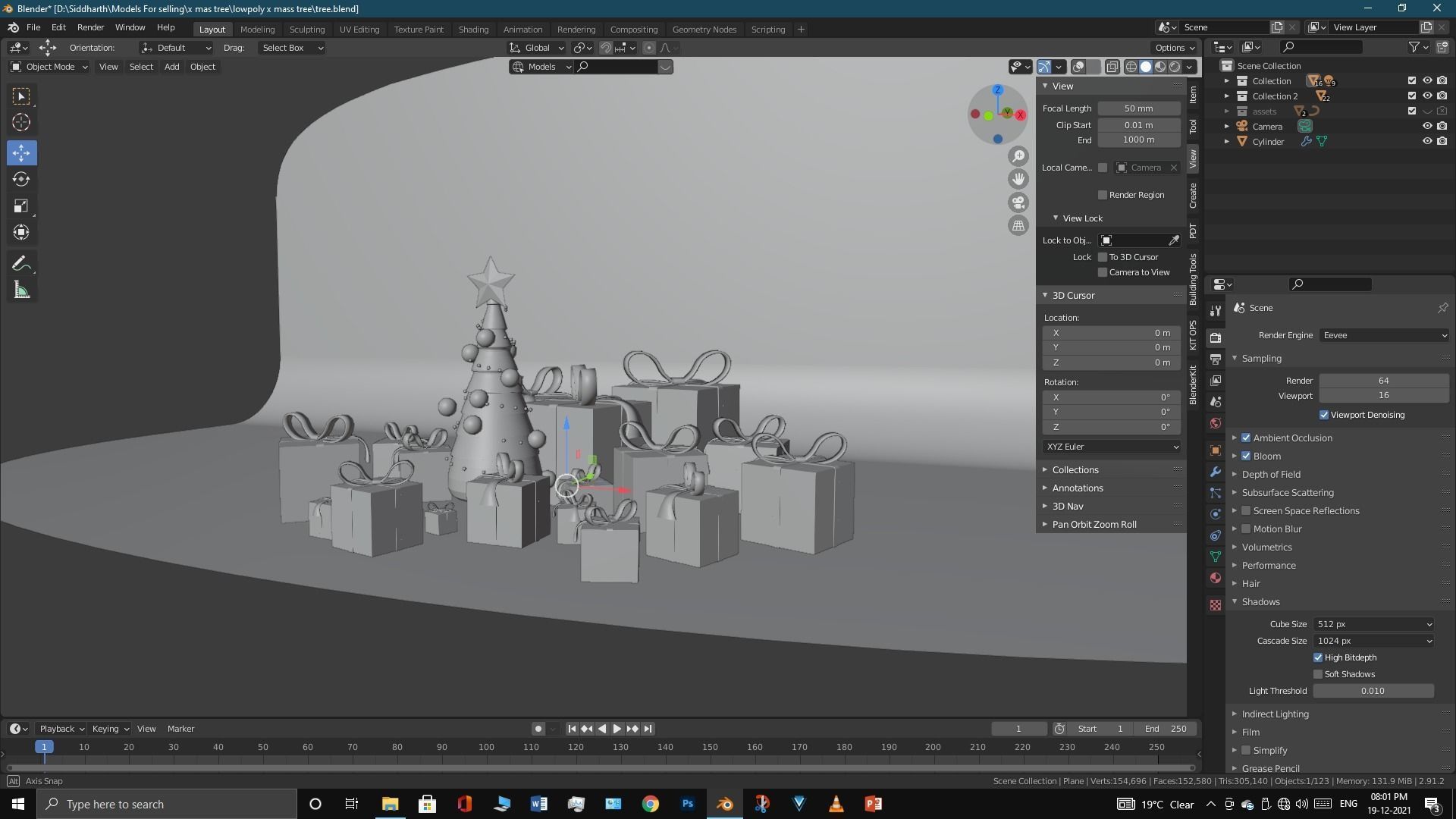 Lowpoly Xmas tree Low-poly 3D model_17