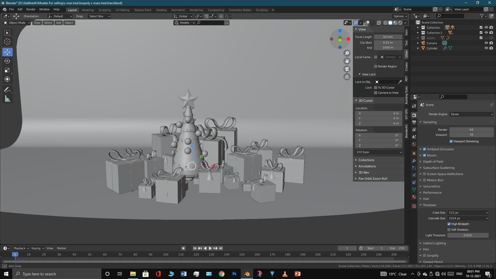 Lowpoly Xmas tree Low-poly 3D model_16