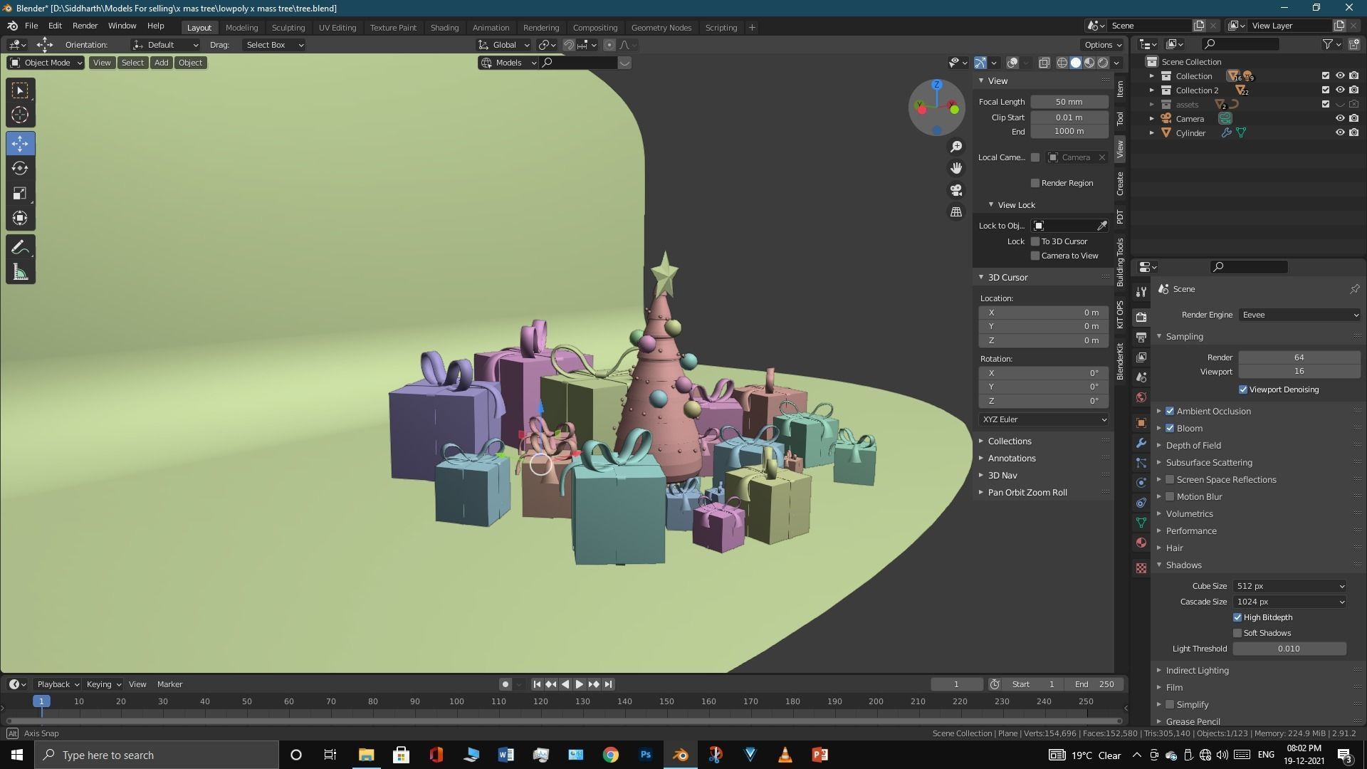 Lowpoly Xmas tree Low-poly 3D model_25