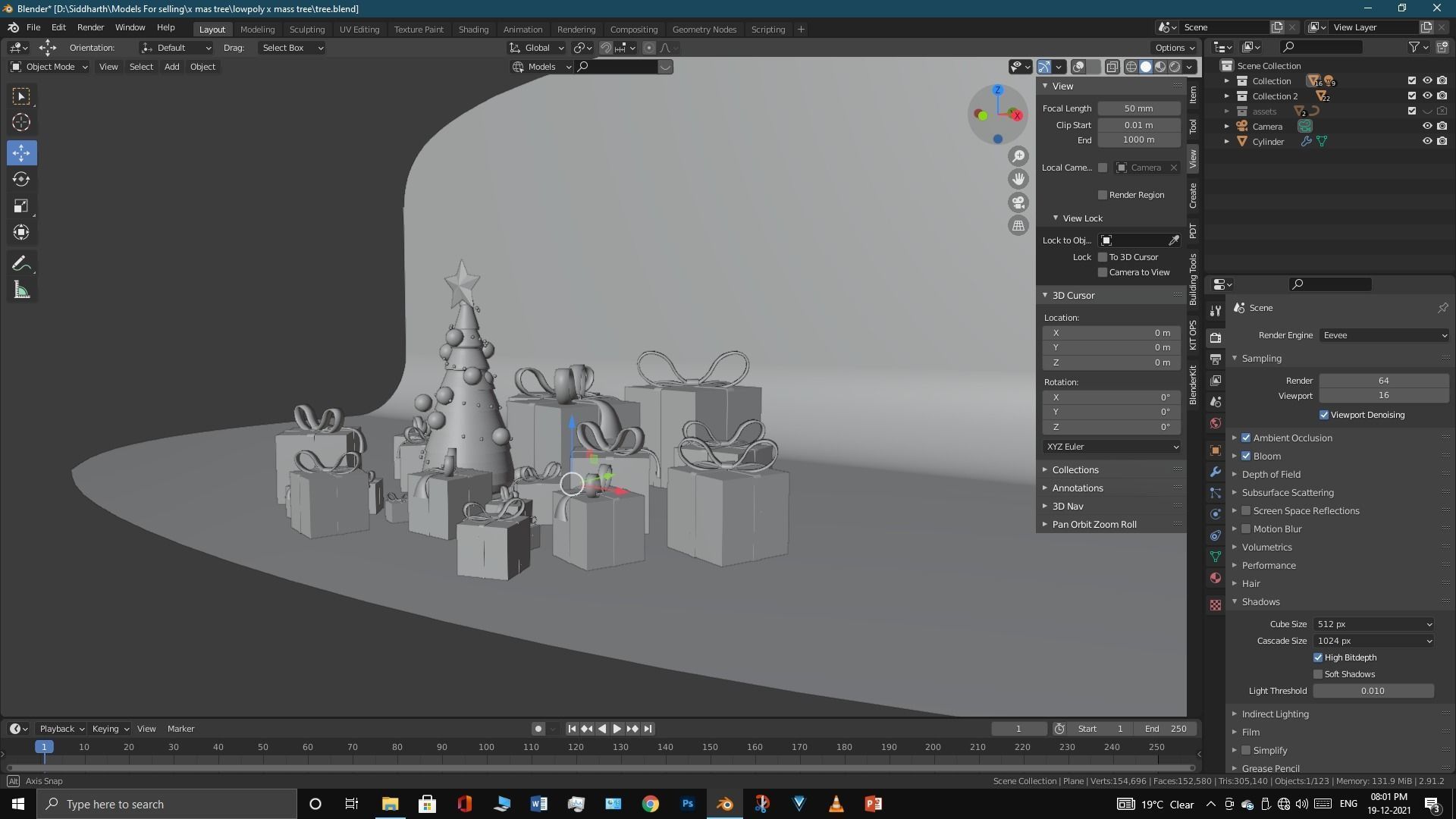 Lowpoly Xmas tree Low-poly 3D model_15